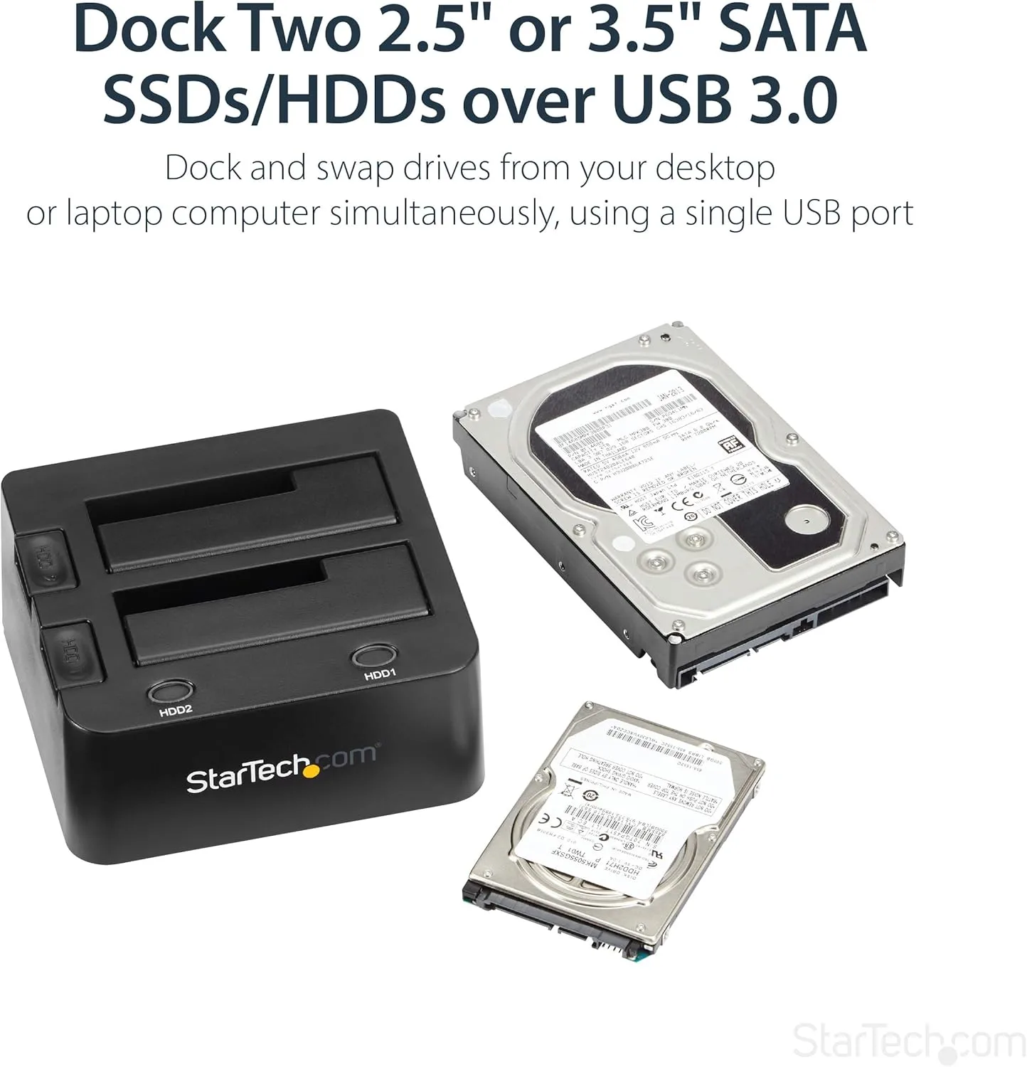 StarTech.com Dual-Bay USB 3.0 to SATA Hard Drive Docking Station SDOCK2U33 (Black)