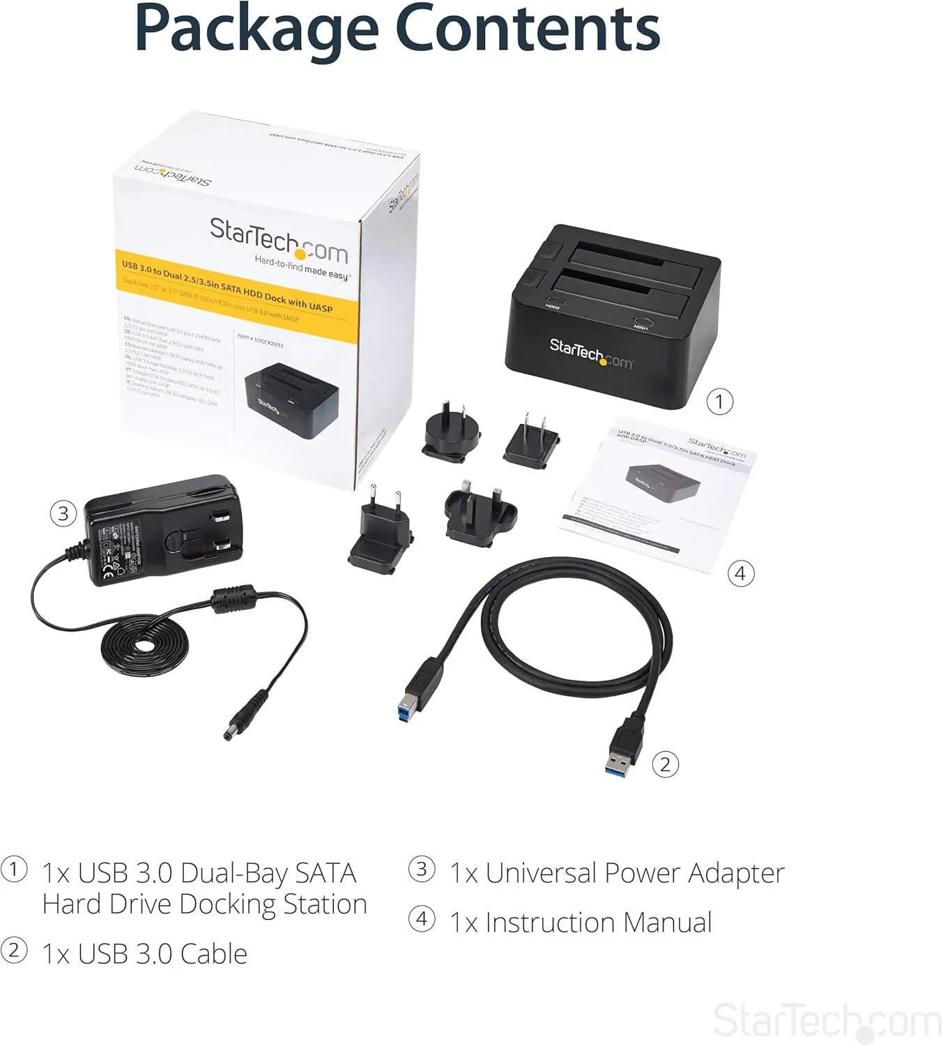 StarTech.com Dual-Bay USB 3.0 to SATA Hard Drive Docking Station SDOCK2U33 (Black)