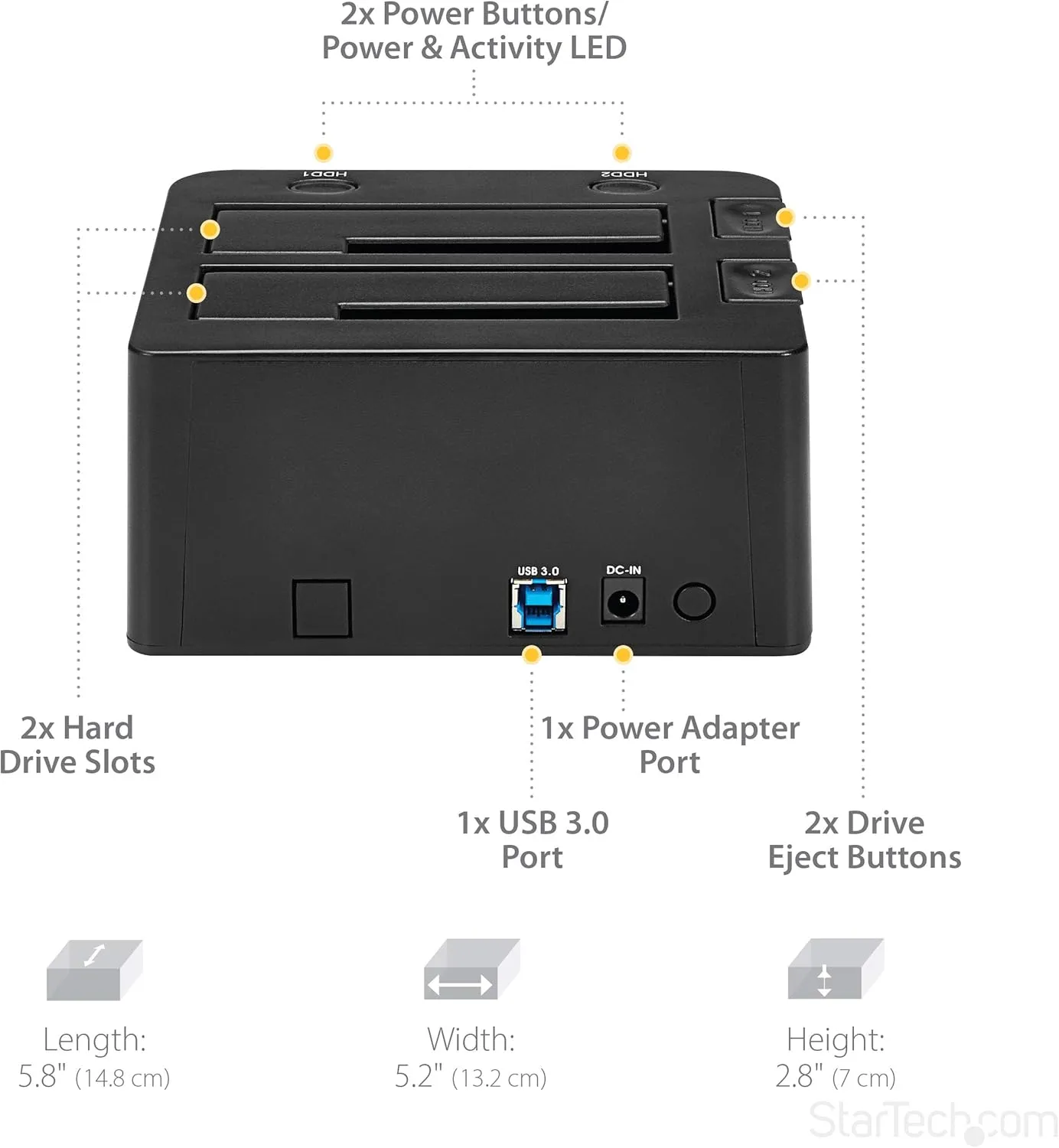 StarTech.com Dual-Bay USB 3.0 to SATA Hard Drive Docking Station SDOCK2U33 (Black)