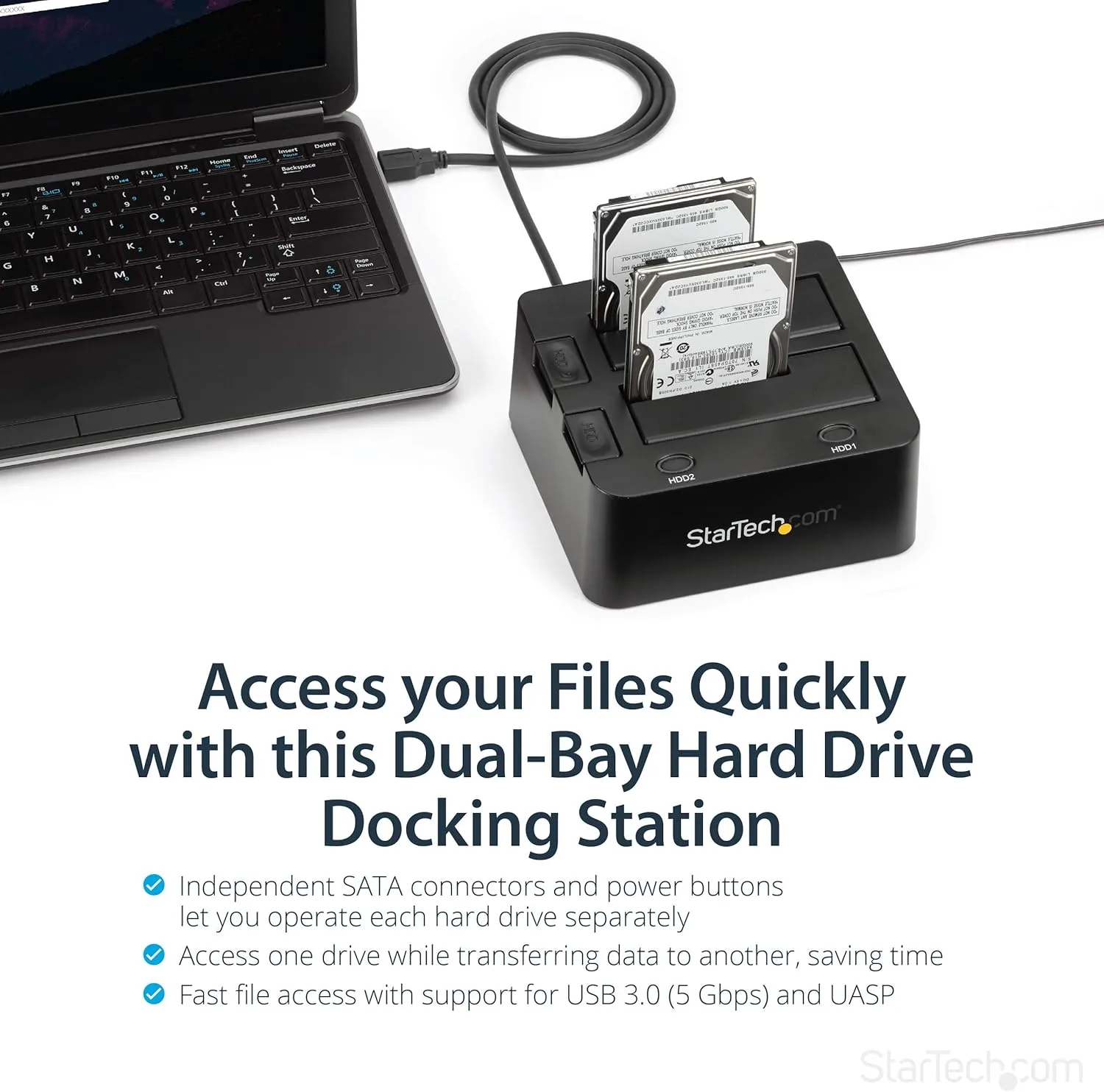 StarTech.com Dual-Bay USB 3.0 to SATA Hard Drive Docking Station SDOCK2U33 (Black)