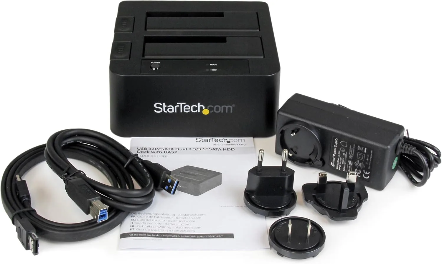 StarTech.com Dual-Bay USB 3.0 / eSATA to SATA Hard Drive Docking Station, External 2.5/3.5" SATA I/II/III