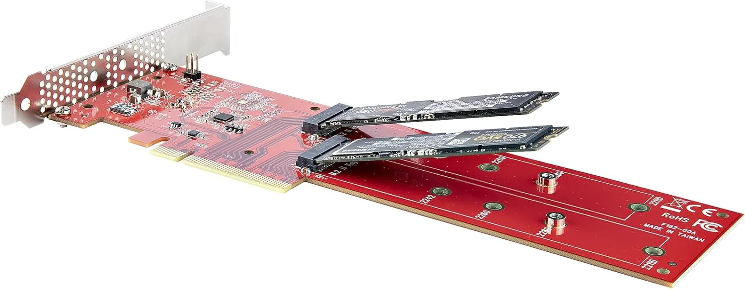 StarTech Dual M.2 PCIe SSD Adapter Card, PCIe 4.0, Dual NVMe/AHCI
