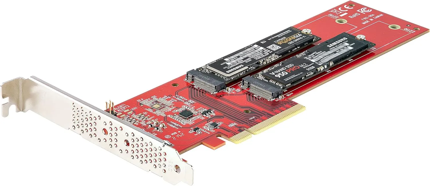 StarTech Dual M.2 PCIe SSD Adapter Card, PCIe 4.0, Dual NVMe/AHCI