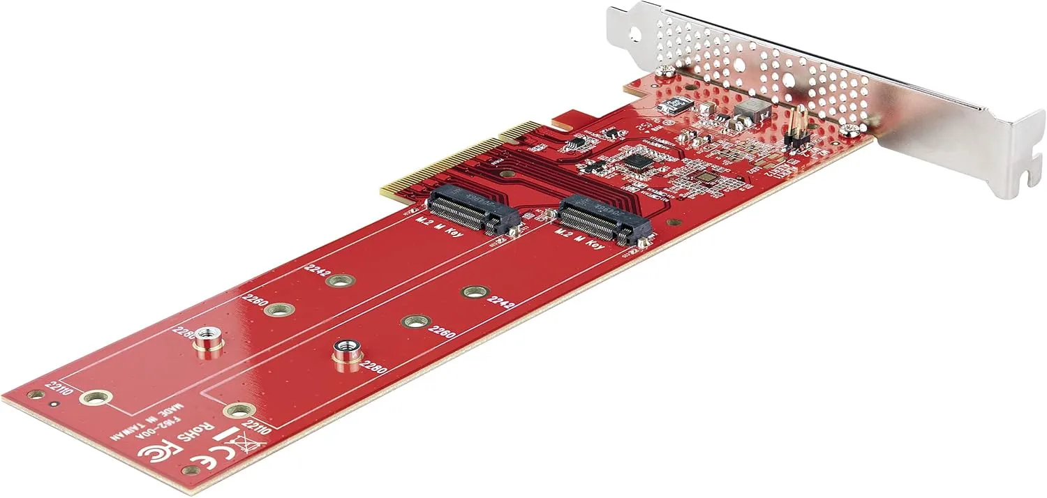 StarTech Dual M.2 PCIe SSD Adapter Card, PCIe 4.0, Dual NVMe/AHCI