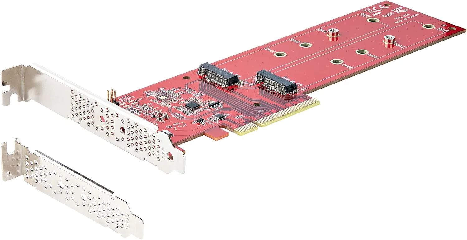 StarTech Dual M.2 PCIe SSD Adapter Card, PCIe 4.0, Dual NVMe/AHCI