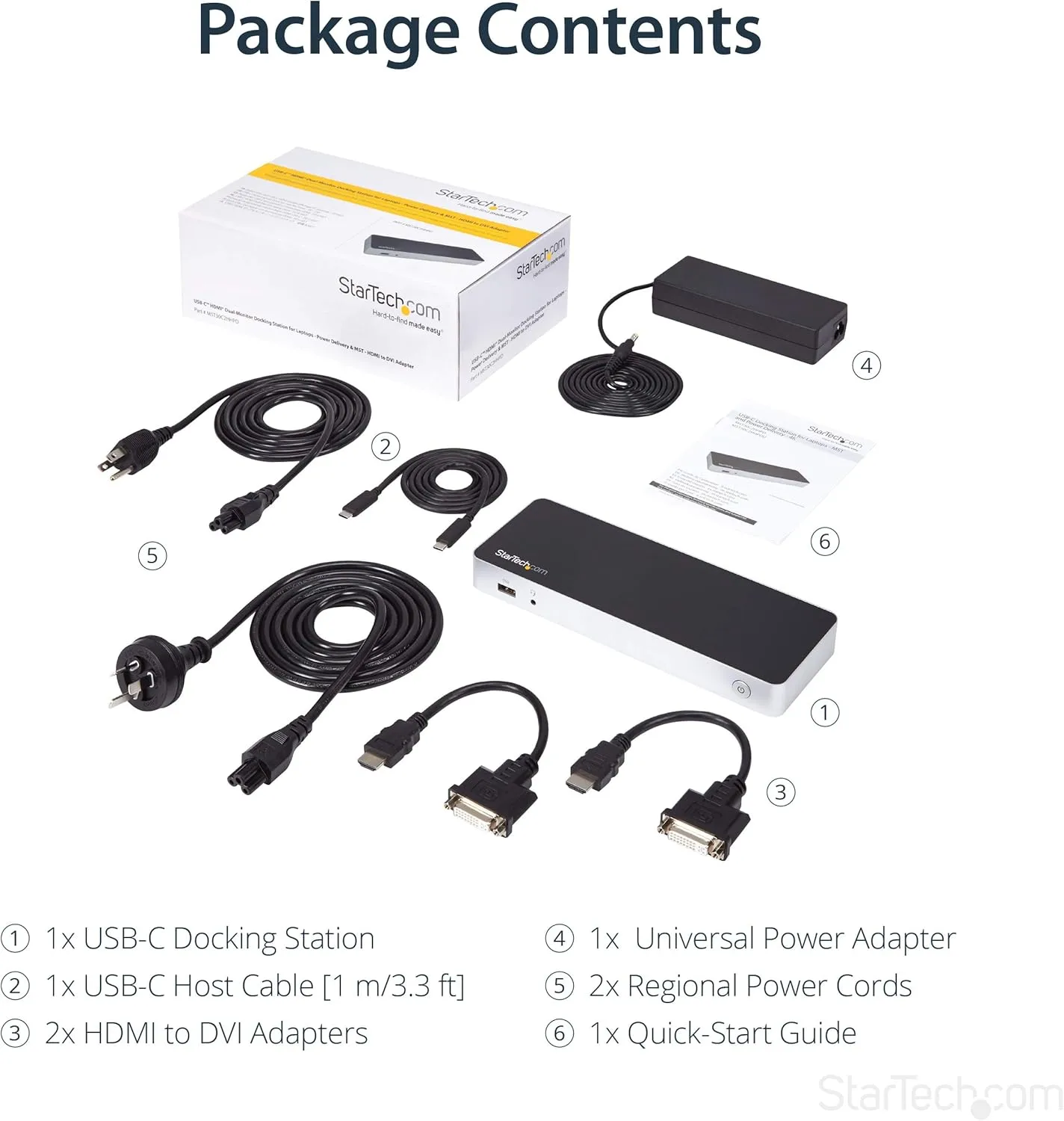 StarTech.com Dual Monitor USB C Docking Station with 60W Power Delivery for Windows Laptops - USB C to HDMI or DVI Dock