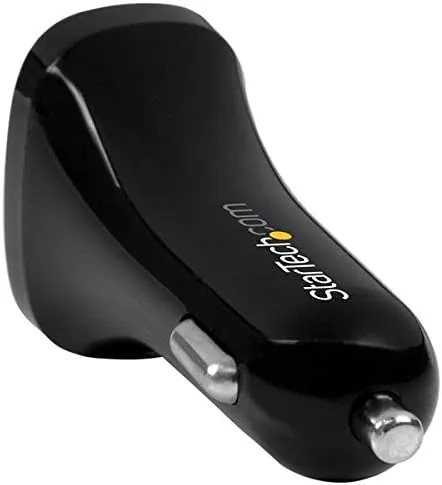 StarTech.com Dual Port USB Car Charger - High Power 24W/4.8A - Black - 2-Port USB Car Charger