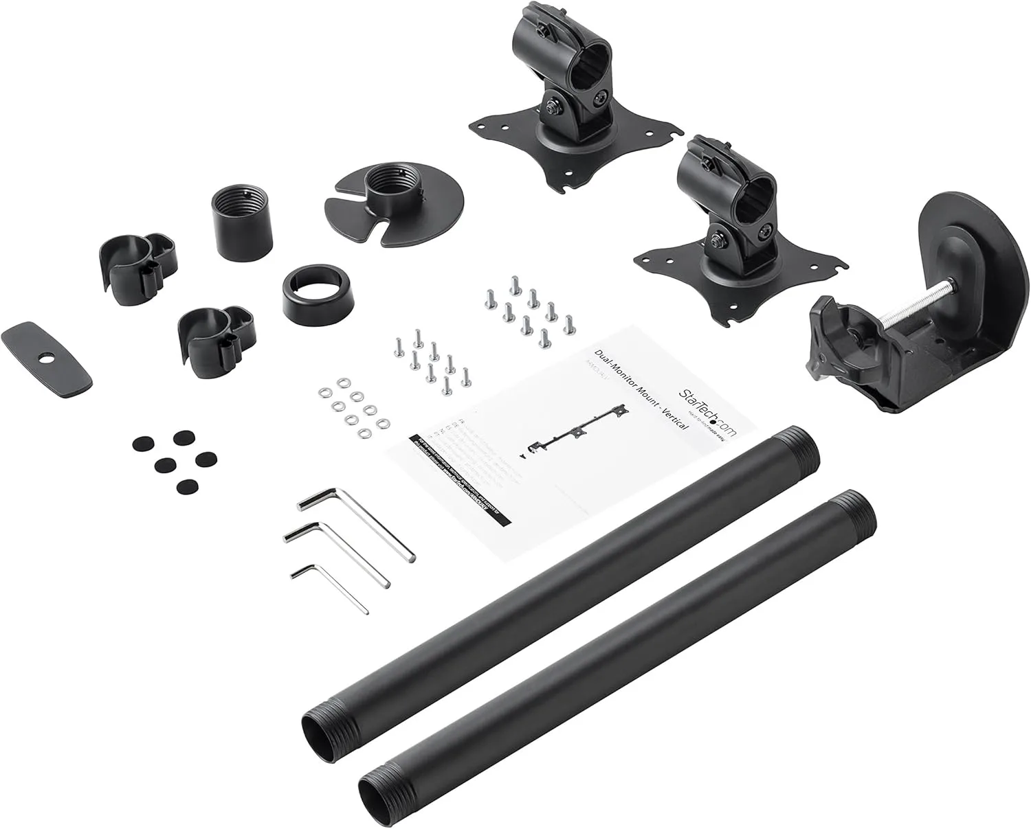 StarTech.com Vertical Desk Mount Dual Monitor Arm - for Monitors 13 to 27 - Adjustable - Desk Clamp/Grommet-Hole Mount