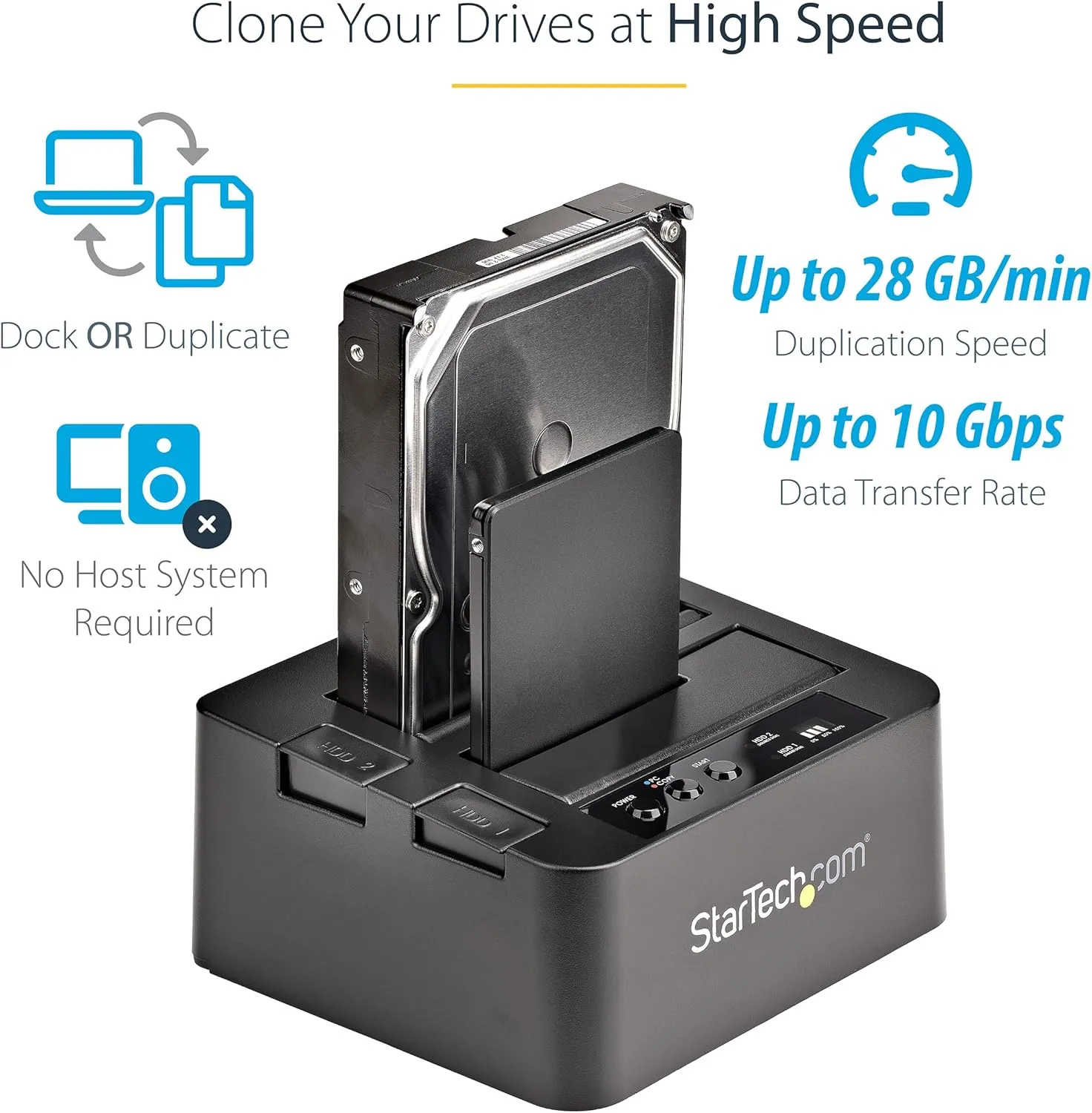 StarTech.com Standalone Dual-Bay Hard Drive Duplicator & Docking Station