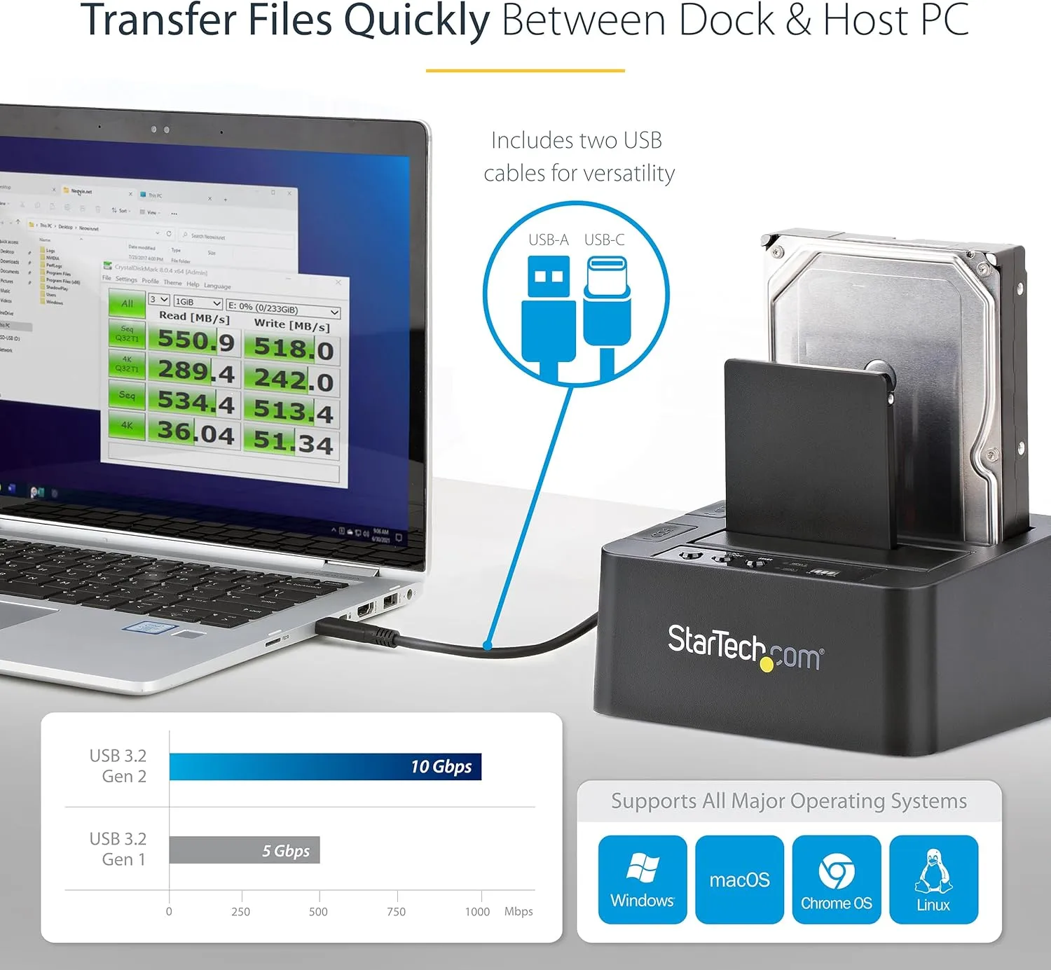 StarTech.com Standalone Dual-Bay Hard Drive Duplicator & Docking Station