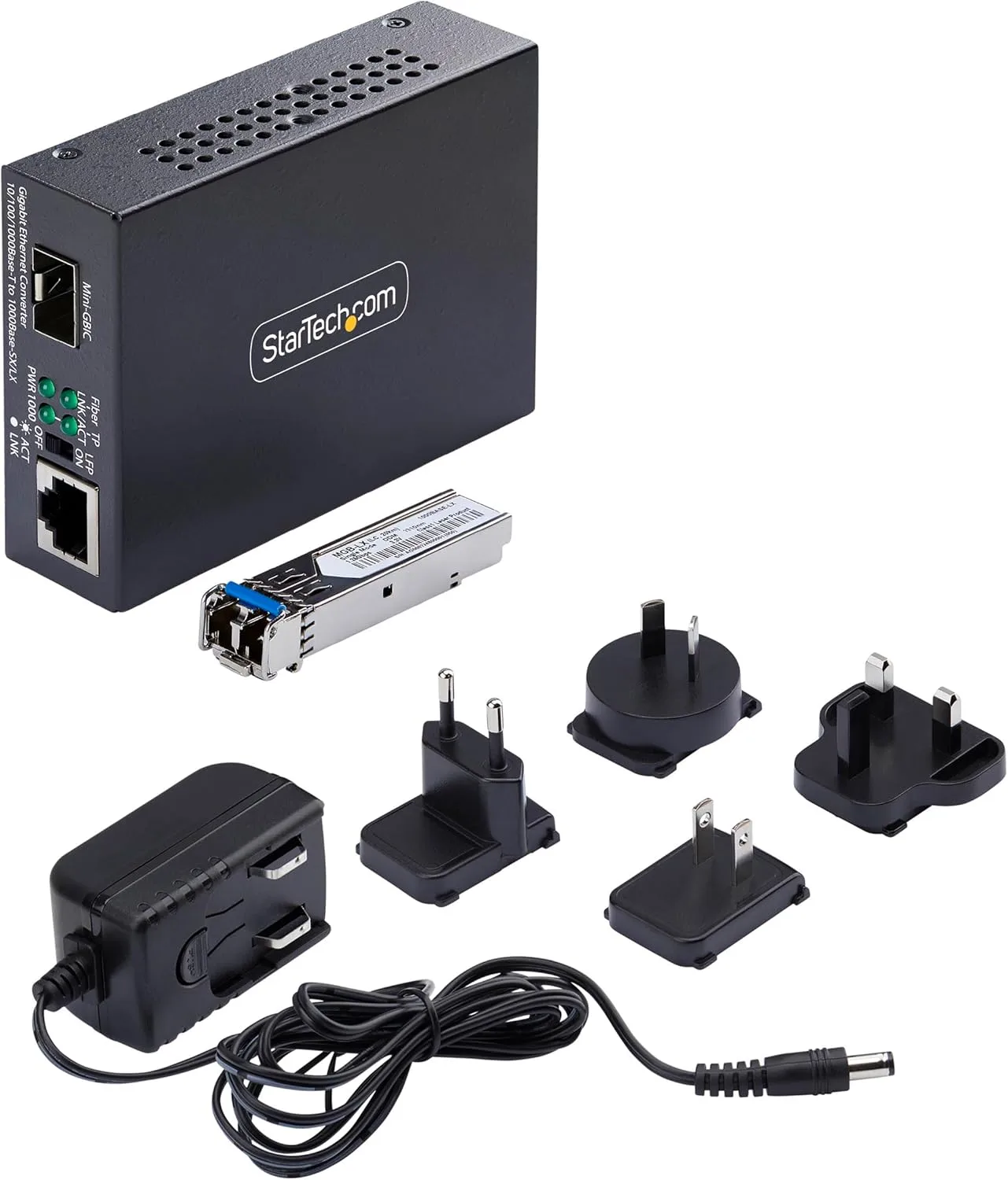 StarTech.com Gigabit Singlemode (SM) LC Fiber Media Converter, 10/100/1000 Mbps, 40km, RJ45 to LC, Full Metal, TAA Compliant