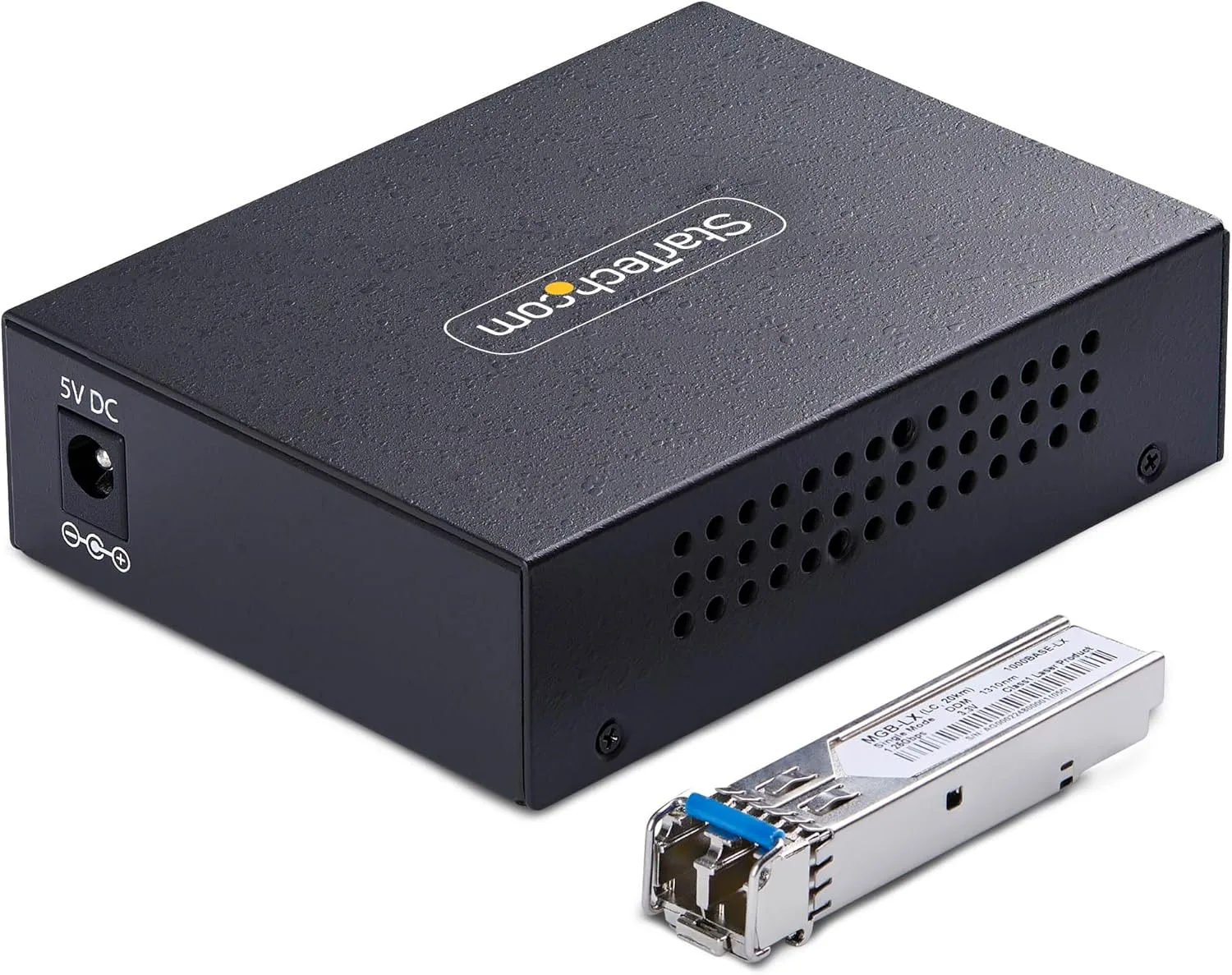 StarTech.com Gigabit Singlemode (SM) LC Fiber Media Converter, 10/100/1000 Mbps, 40km, RJ45 to LC, Full Metal, TAA Compliant