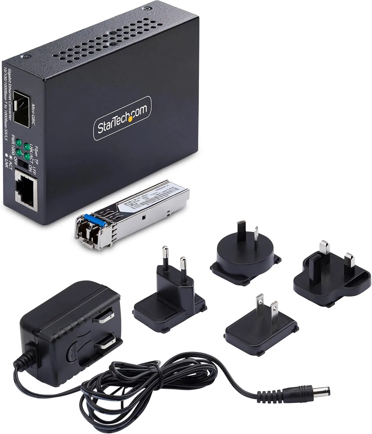 StarTech.com Gigabit Singlemode (SM) LC Fiber Media Converter, 10/100/1000 Mbps, 20km, RJ45 to LC, Full Metal, TAA Compliant