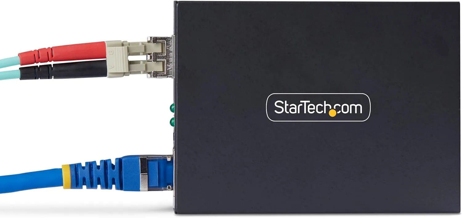 StarTech.com Gigabit Singlemode (SM) LC Fiber Media Converter, 10/100/1000 Mbps, 20km, RJ45 to LC, Full Metal, TAA Compliant
