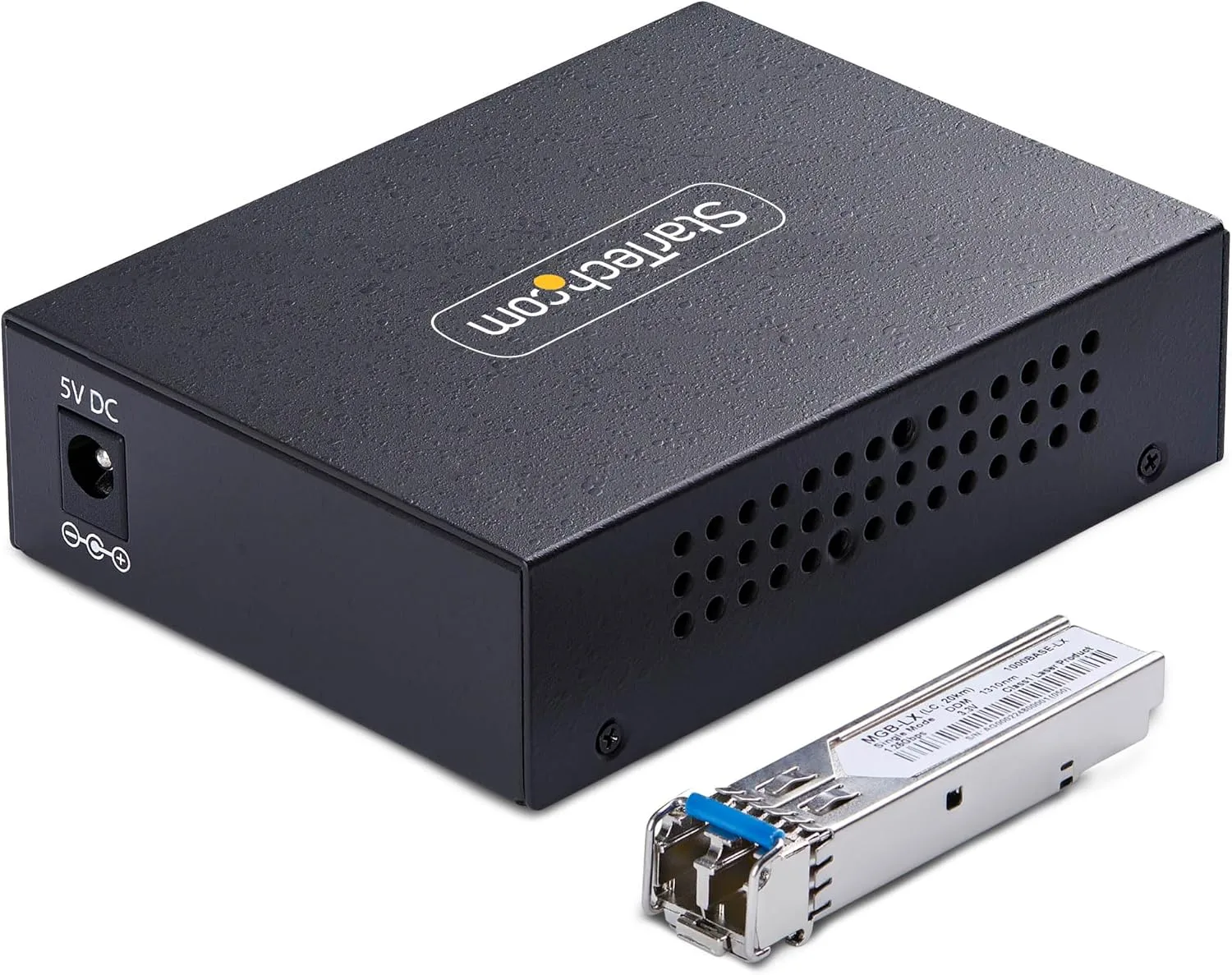 StarTech.com Gigabit Singlemode (SM) LC Fiber Media Converter, 10/100/1000 Mbps, 20km, RJ45 to LC, Full Metal, TAA Compliant
