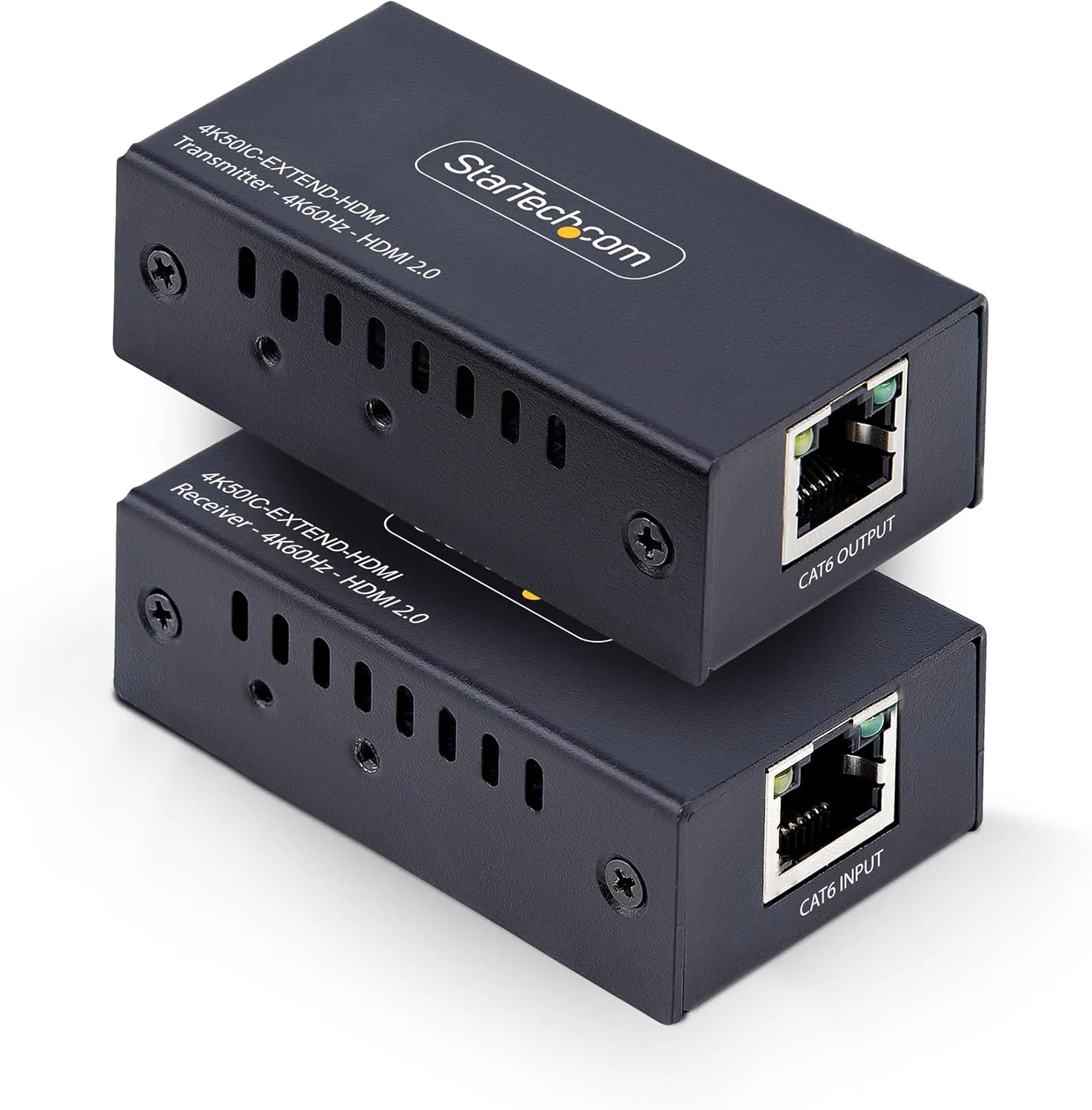 StarTech.com HDMI Extender Over CAT5e/CAT6, 4K 60Hz, Up to 200ft (60m), Transmitter and Receiver Kit, Power Over Cable
