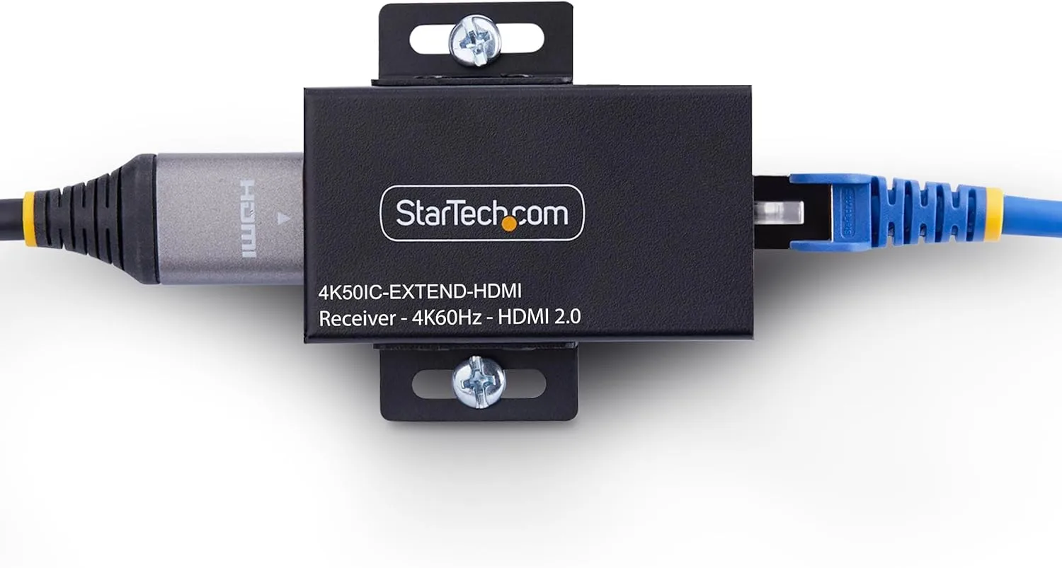 StarTech.com HDMI Extender Over CAT5e/CAT6, 4K 60Hz, Up to 200ft (60m), Transmitter and Receiver Kit, Power Over Cable