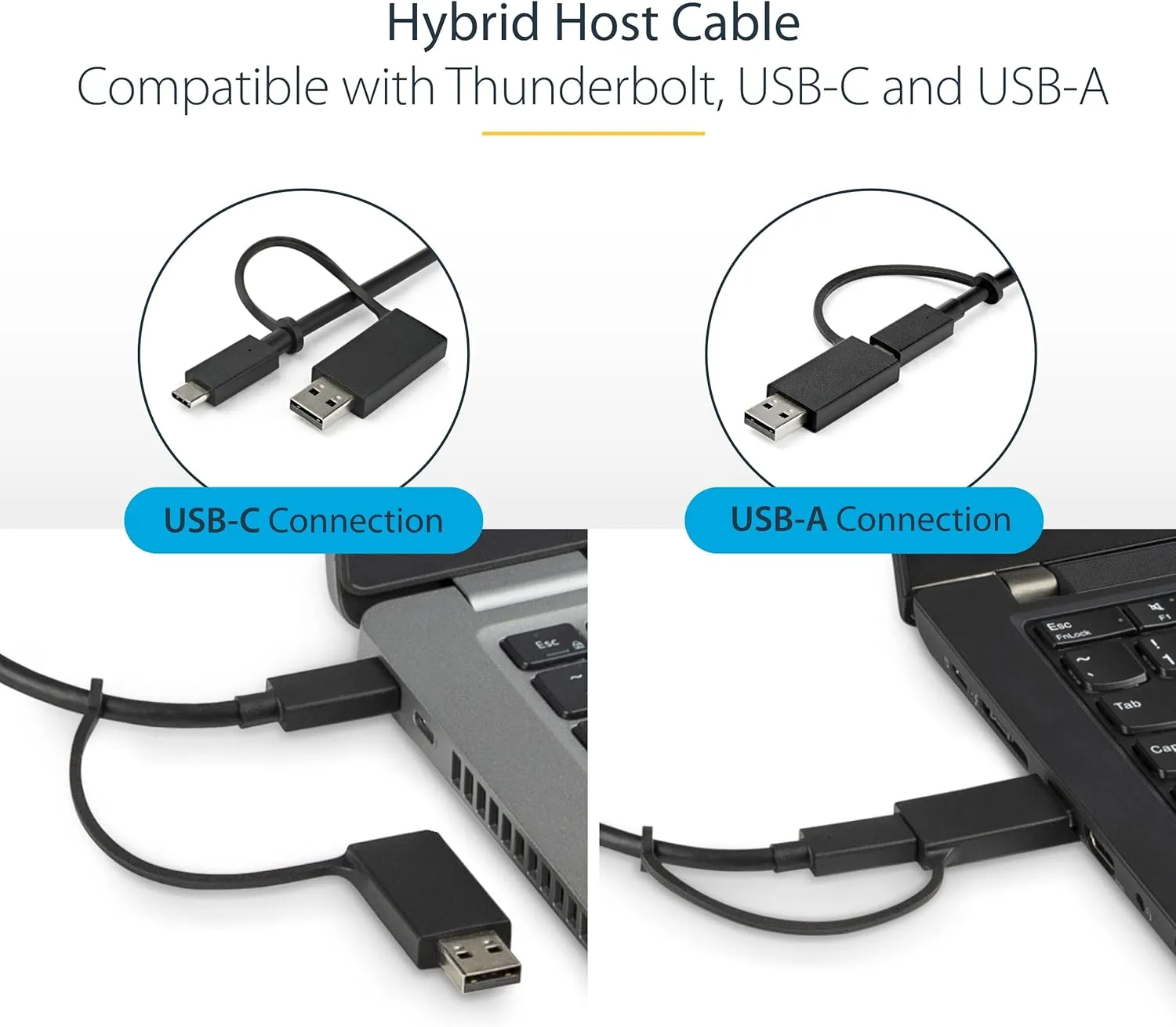 StarTech.com Universal Laptop Docking Station, Hybrid USB-C/USB-A Dock, Dual 4K DP/HDMI, 100W PD, Mac/Windows/Chrome OS, NIC