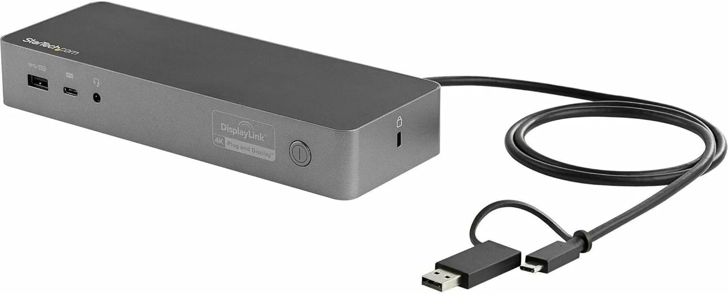 StarTech.com Universal Laptop Docking Station, Hybrid USB-C/USB-A Dock, Dual 4K DP/HDMI, 100W PD, Mac/Windows/Chrome OS, NIC
