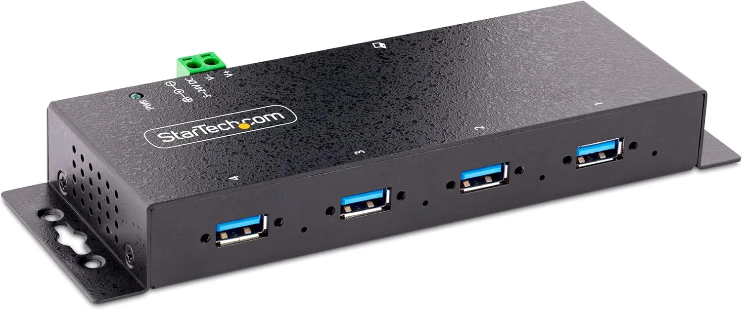StarTech.com 4-Port Industrial USB 3.0 5Gbps Hub, Rugged USB Hub with ESD Protection, DIN/Wall/Desk Mountable USB-A Hub