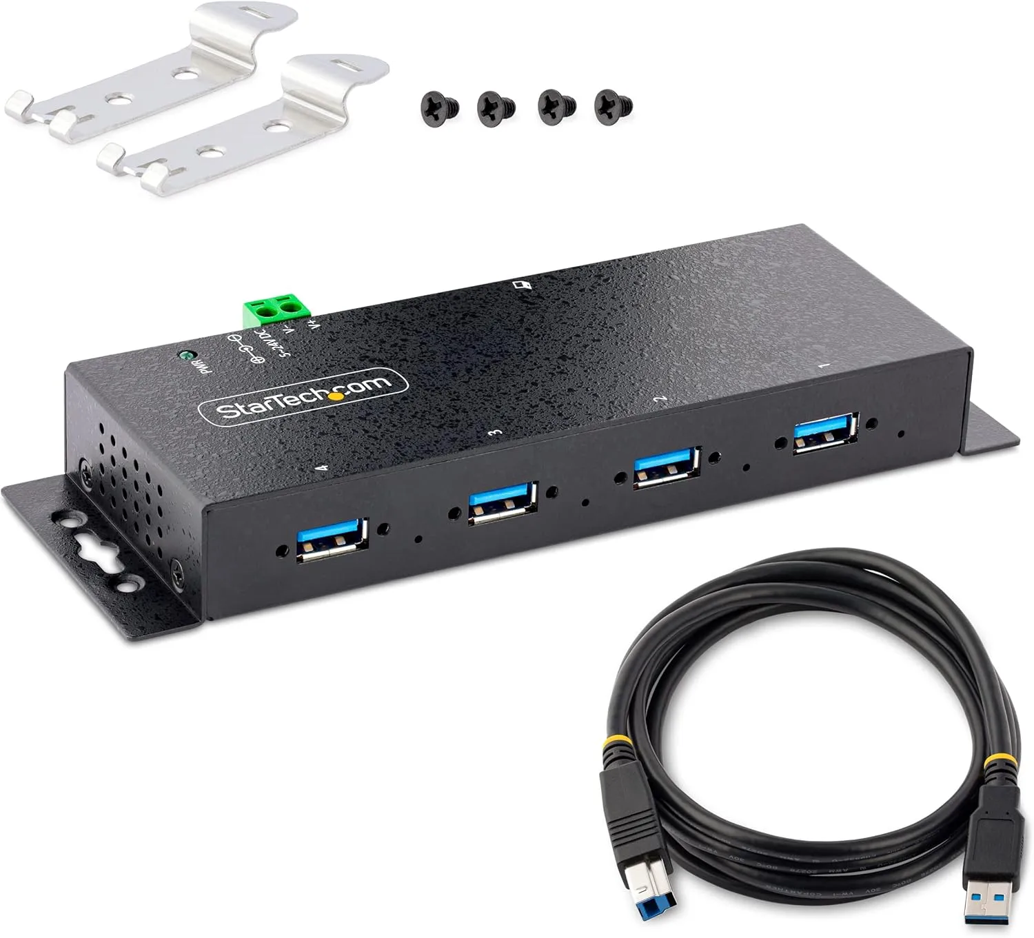 StarTech.com 4-Port Industrial USB 3.0 5Gbps Hub, Rugged USB Hub with ESD Protection, DIN/Wall/Desk Mountable USB-A Hub