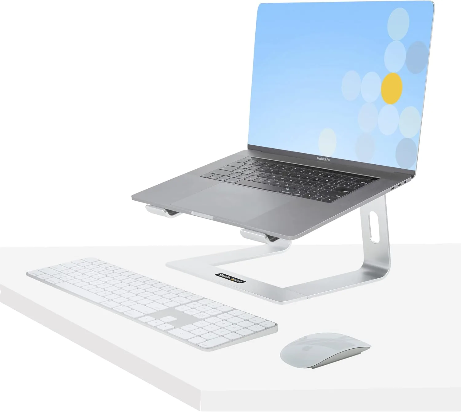 StarTech.com Laptop Stand for Desk, Supports 5kg/11lb, Aluminum, Silver, Ergonomic Laptop Riser, Portable Laptop Holder