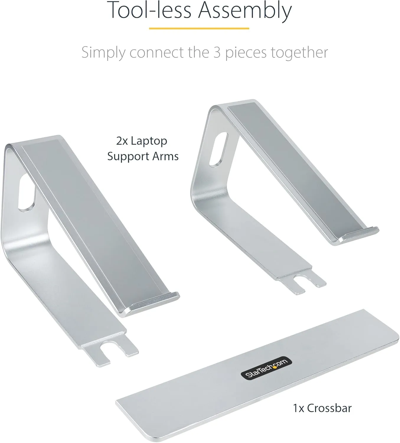 StarTech.com Laptop Stand for Desk, Supports 5kg/11lb, Aluminum, Silver, Ergonomic Laptop Riser, Portable Laptop Holder