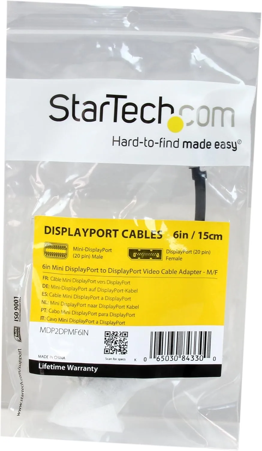 StarTech.com Mini DisplayPort to DisplayPort Adapter - 4K x 2K UHD Video - Mini DP to DP Converter