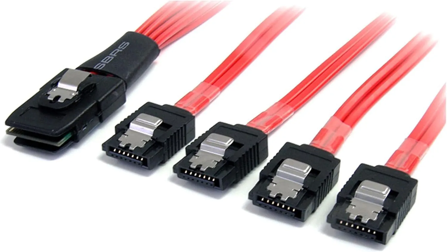 StarTech.com 50cm Serial Attached SCSI SAS Cable - SFF-8087 to 4x Latching SATA - SAS8087S450, Red