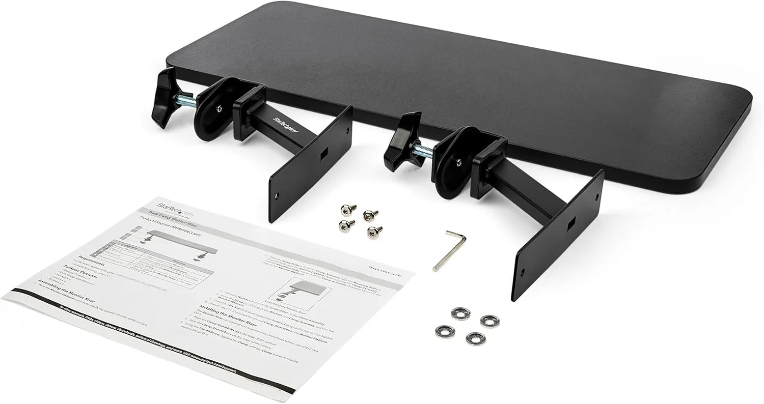 StarTech.com Monitor Riser Stand - Clamp-on Monitor Shelf for Desk - Extra Wide 25.6" (65 cm) for up to 34" Monitors