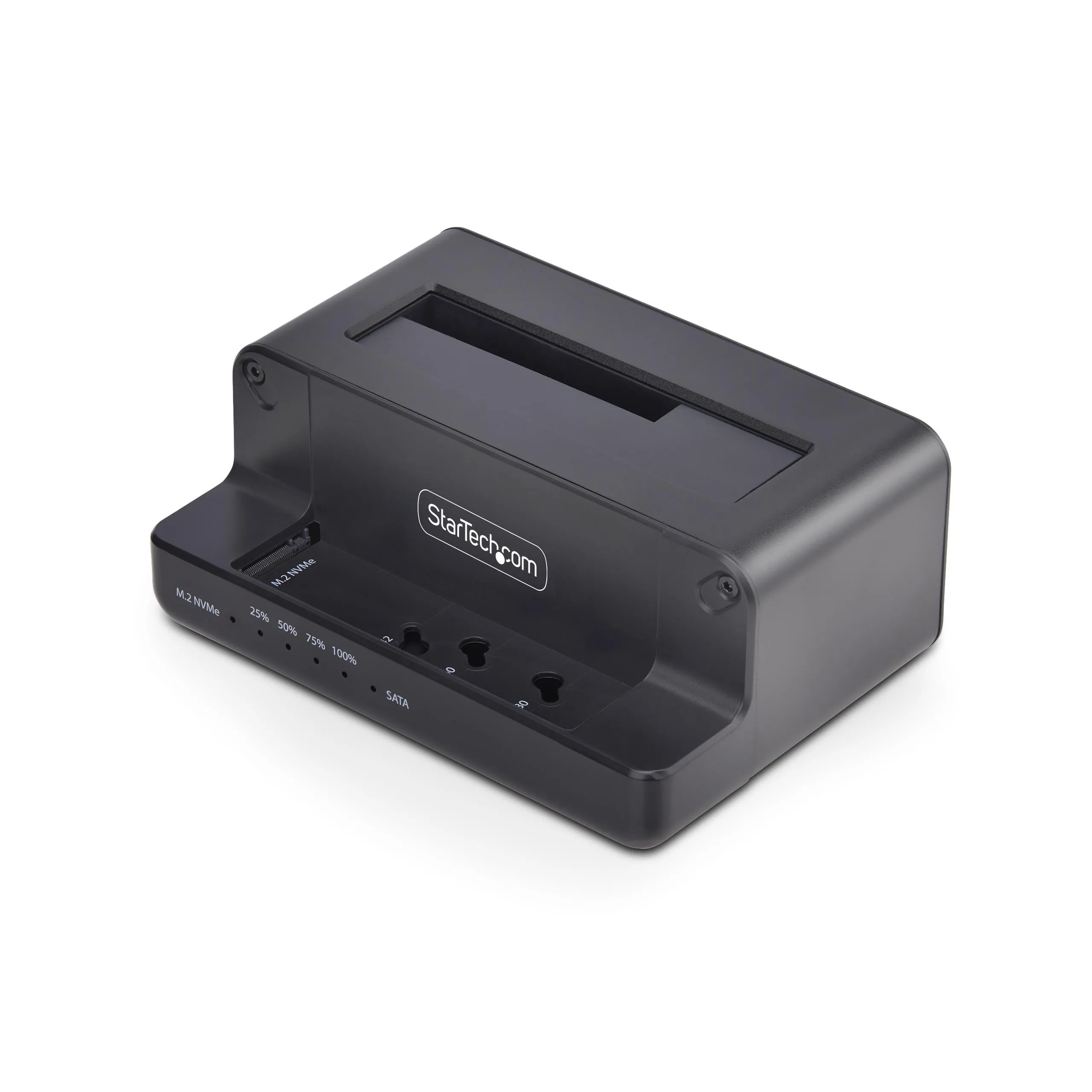 StarTech.com M.2 NVMe to 2.5"/3.5" SATA Drive Duplicator, Dual Bay Standalone Cloner/Drive Dock, 27GB/min, NVMe to SATA / SATA to NVMe, TAA