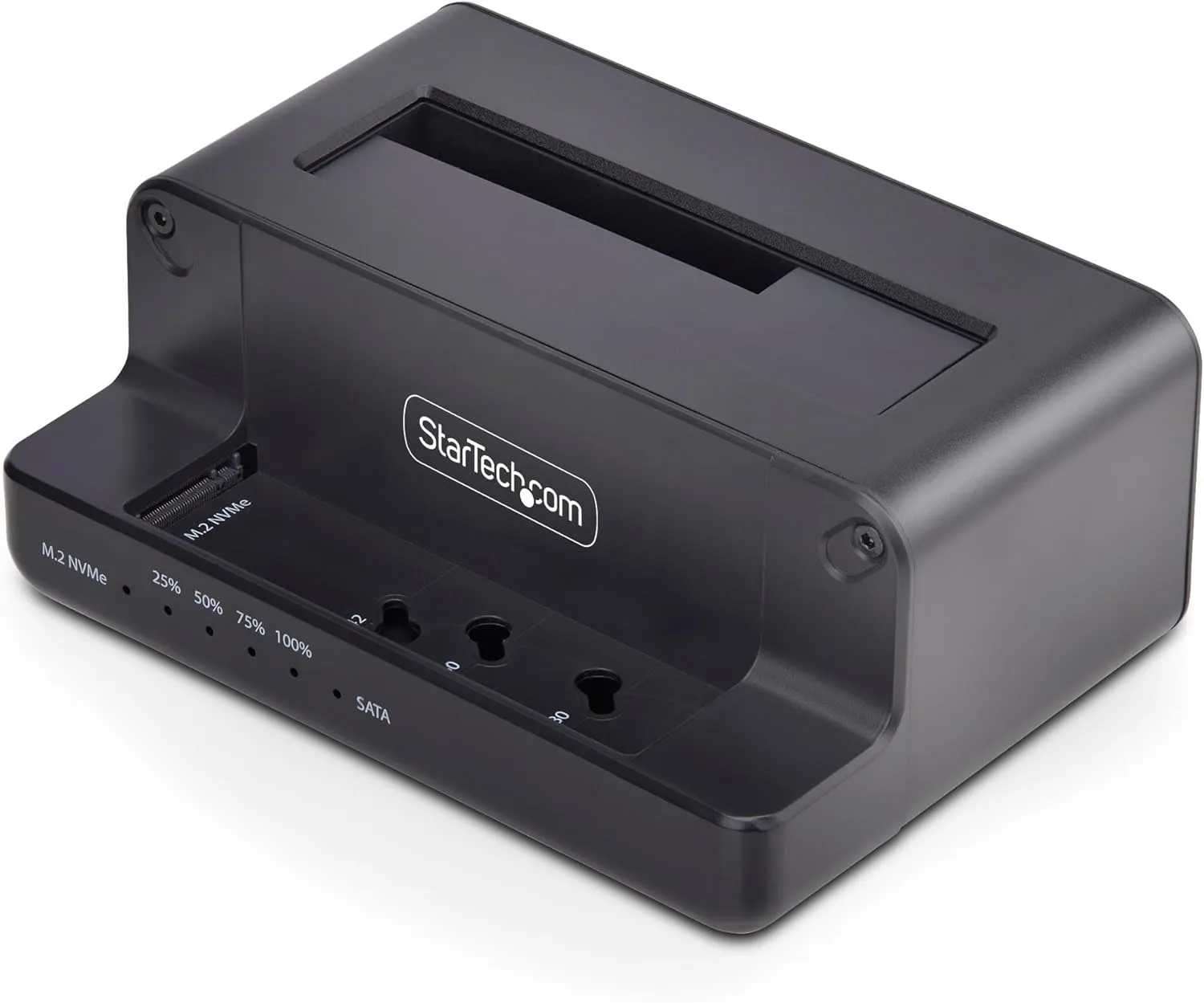 StarTech.com M.2 NVMe to 2.5"/3.5" SATA Drive Duplicator, Dual Bay Standalone Cloner/Drive Dock, 27GB/min, NVMe to SATA / SATA to NVMe, TAA