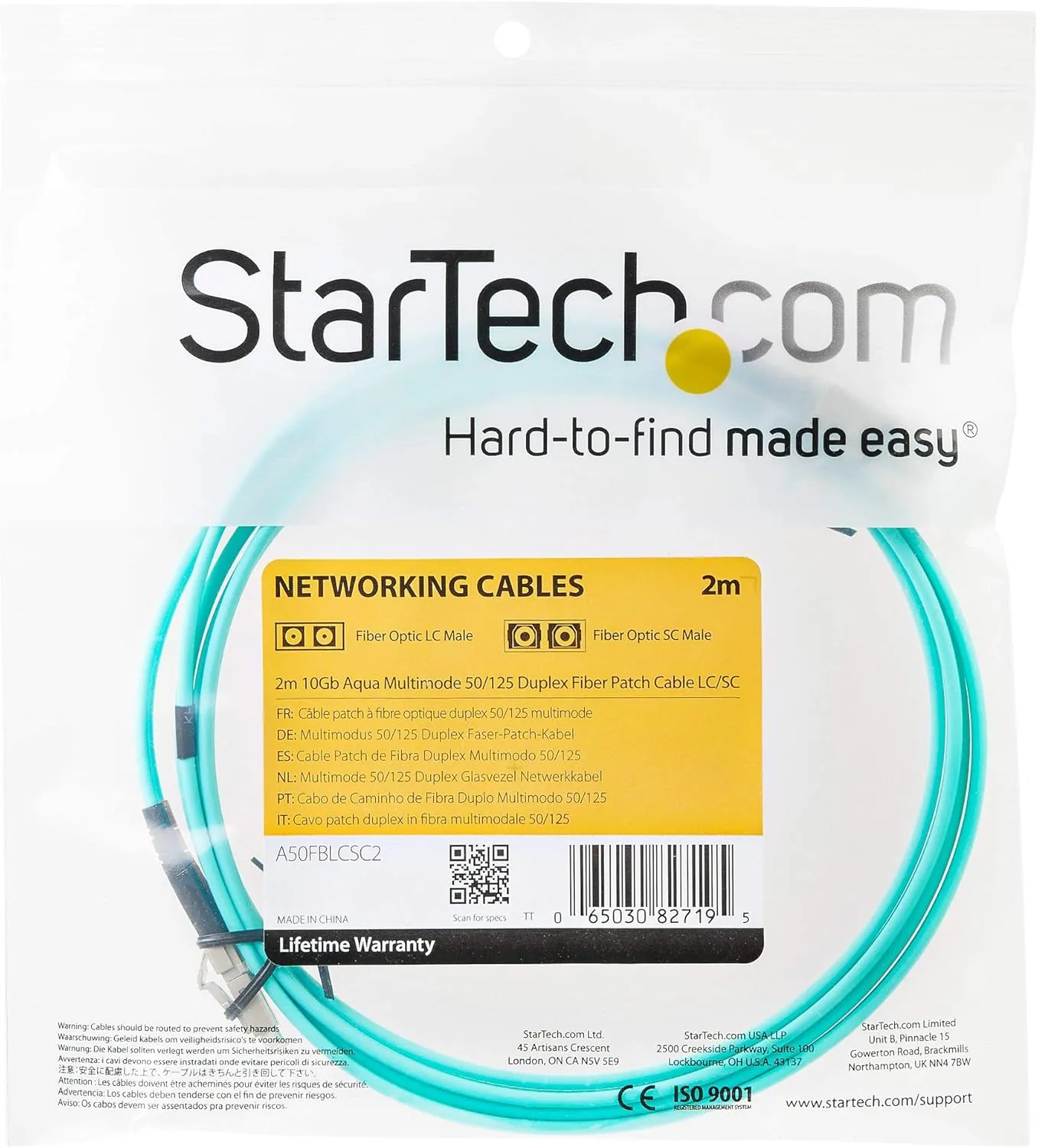 StarTech.com OM3 Multimode LSZH Duplex Fiber Optic Patch Cable