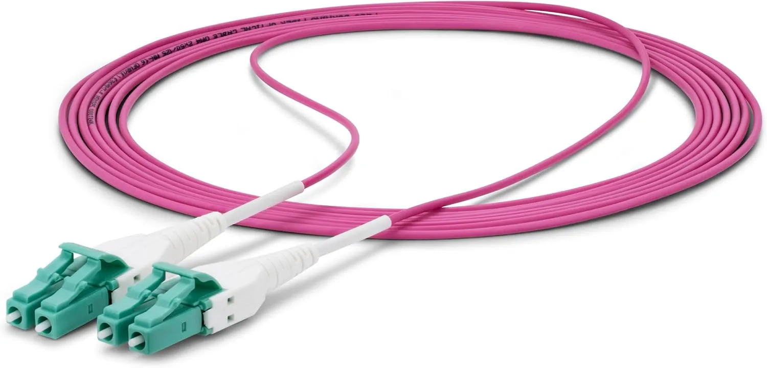 StarTech.com 5m (16.4ft) LC to LC (UPC) OM4 Multimode Fiber Optic Cable, Erika Violet, 50/125, 40G/100G
