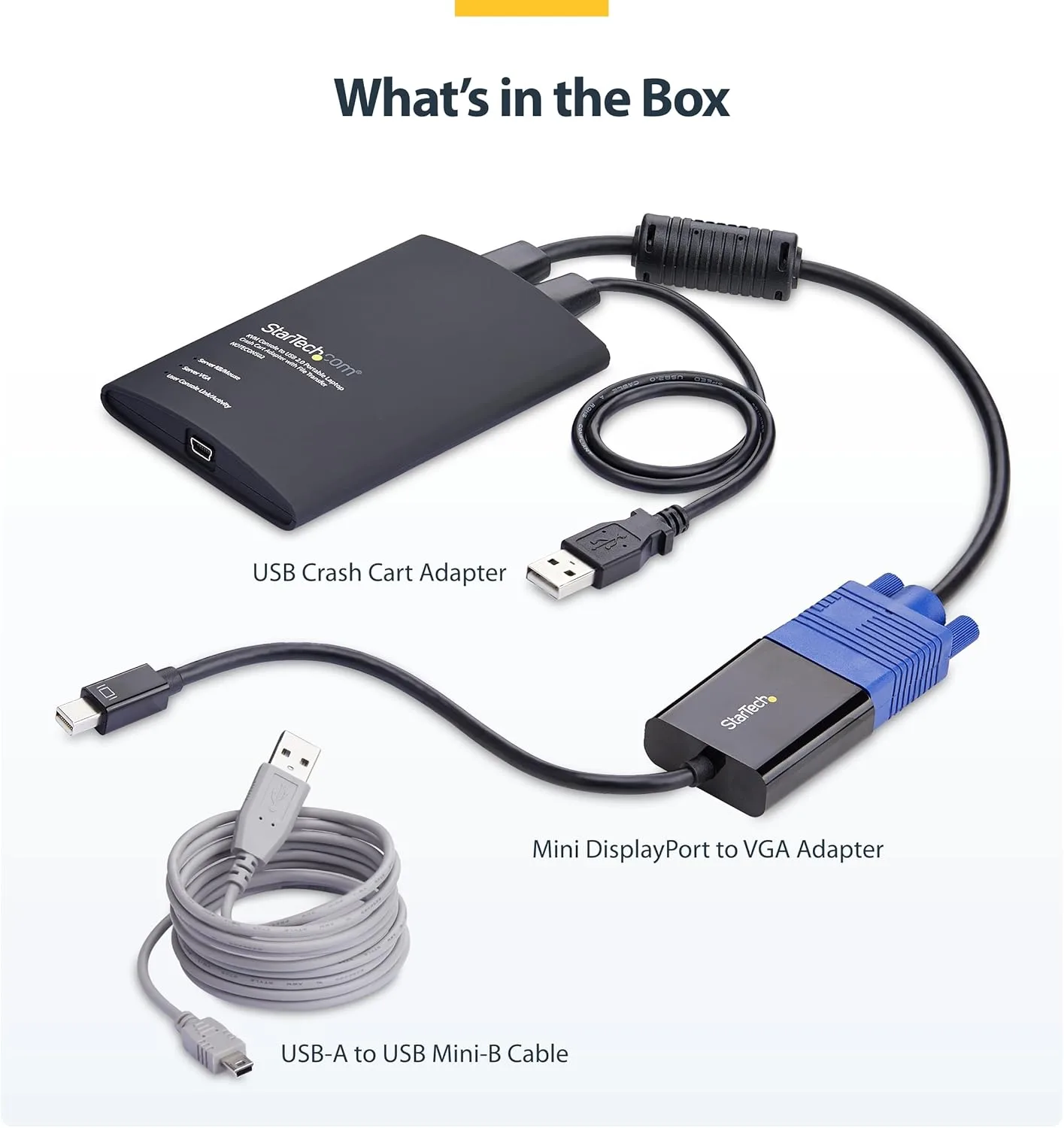 StarTech.com Portable Laptop Crash Cart Adapter, USB/VGA/Mini DisplayPort KVM Console, File Transfer/Video Capture, TAA (NOTECONS02-VGA-MDP)