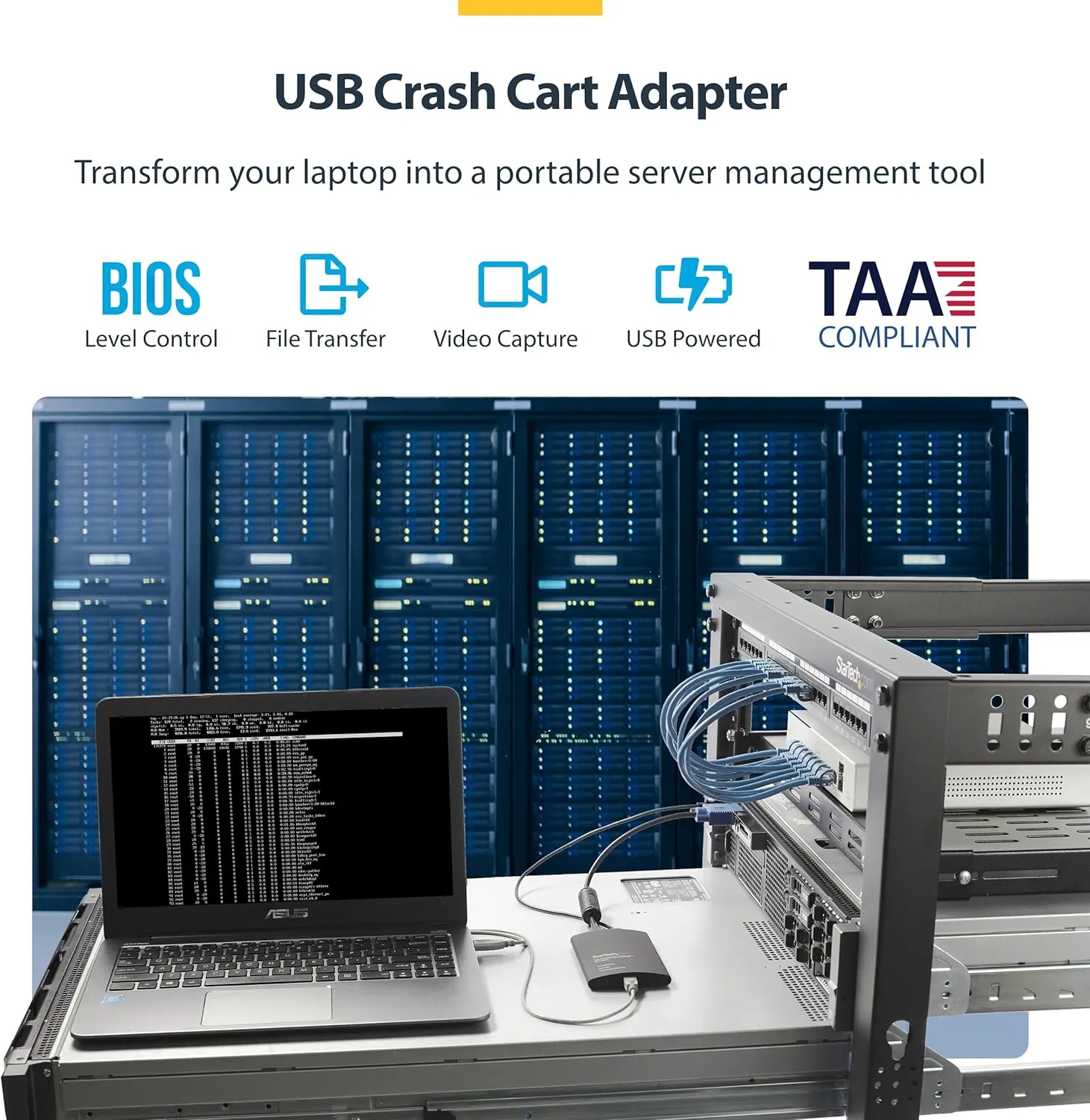 StarTech.com Portable Laptop Crash Cart Adapter USB/VGA KVM Console