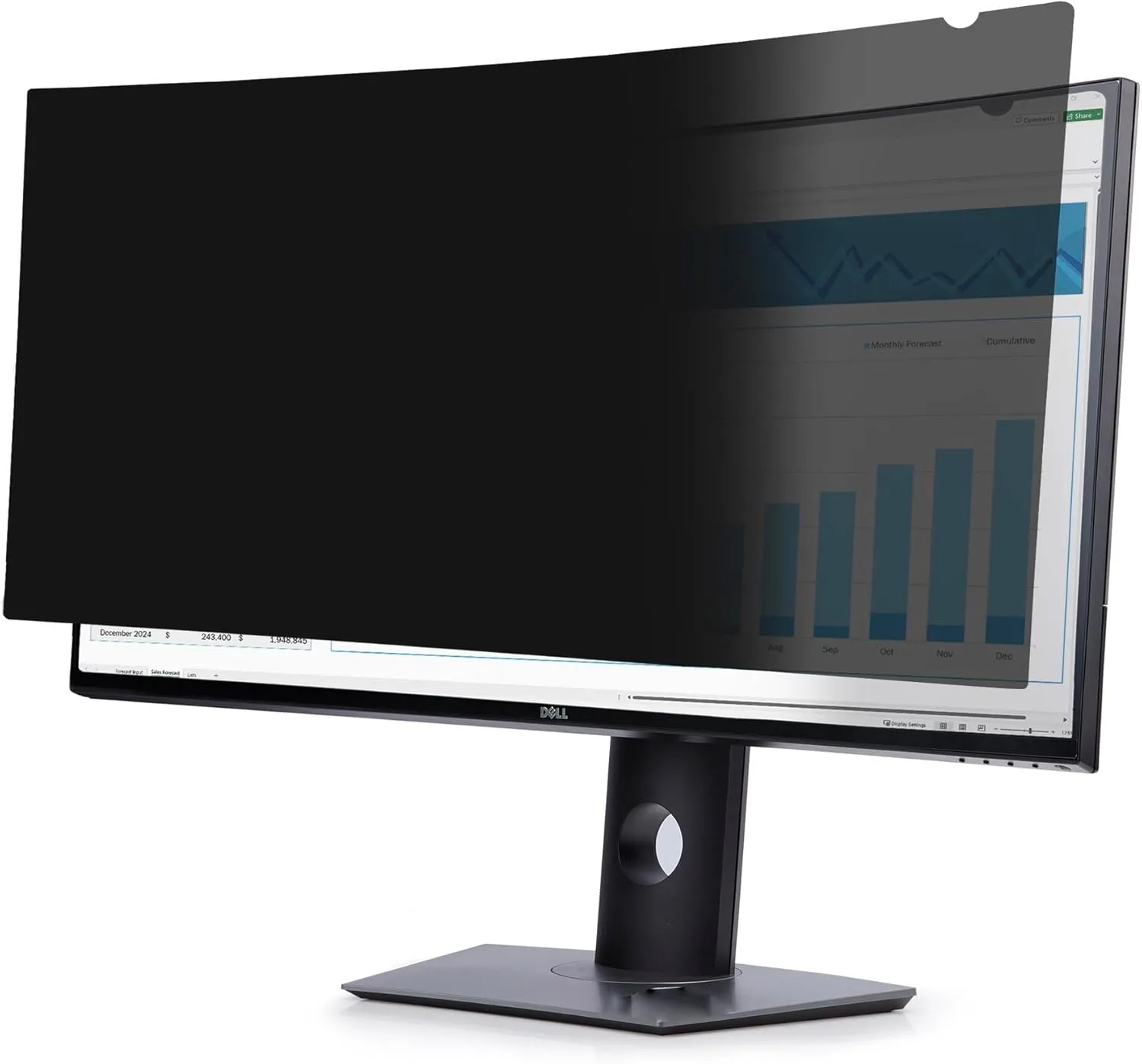 StarTech.com Privacy Screen for Dell U3824DW Curved 21:9 Monitor, Double-Sided Filter, Computer Screen Protector, TAA