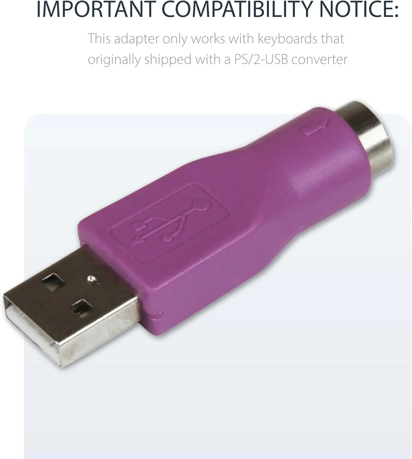 StarTech.com Replacement PS/2 Keyboard to USB Adapter - F/M - Keyboard adapter - PS/2 (F) to USB (M) - GC46MFKEY, Purple