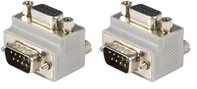 StarTech.com Right Angle DB9 to DB9 Serial Cable Adapter Type 2 - M/F (GC99MFRA2),Gray (Pack of 2) 1 Count (Pack of 2)