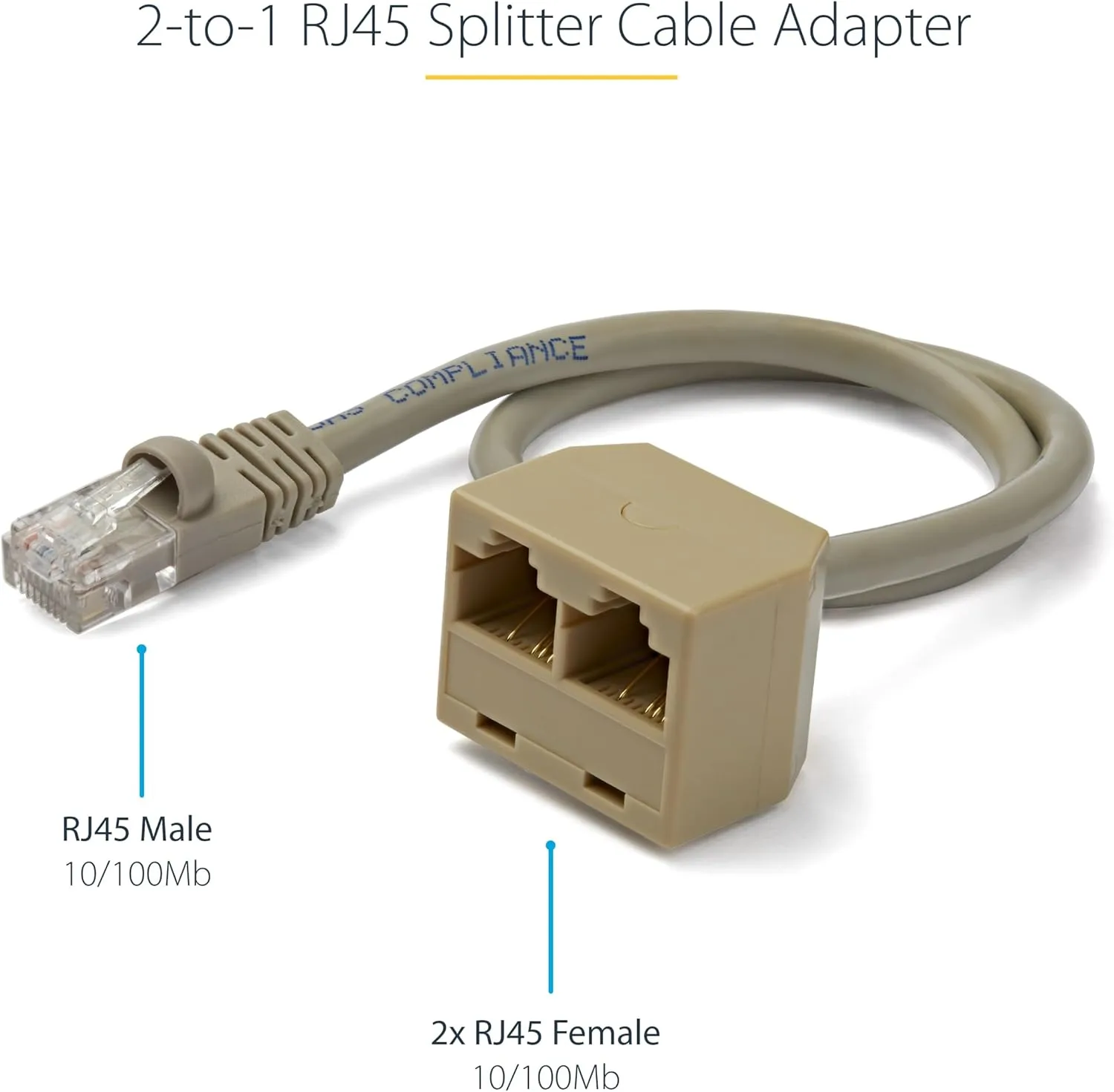 StarTech.com 2-to-1 RJ45 10/100 Mbps Splitter/Combiner - One Adapter Required at Each End of the Connection (RJ45SPLITTER)