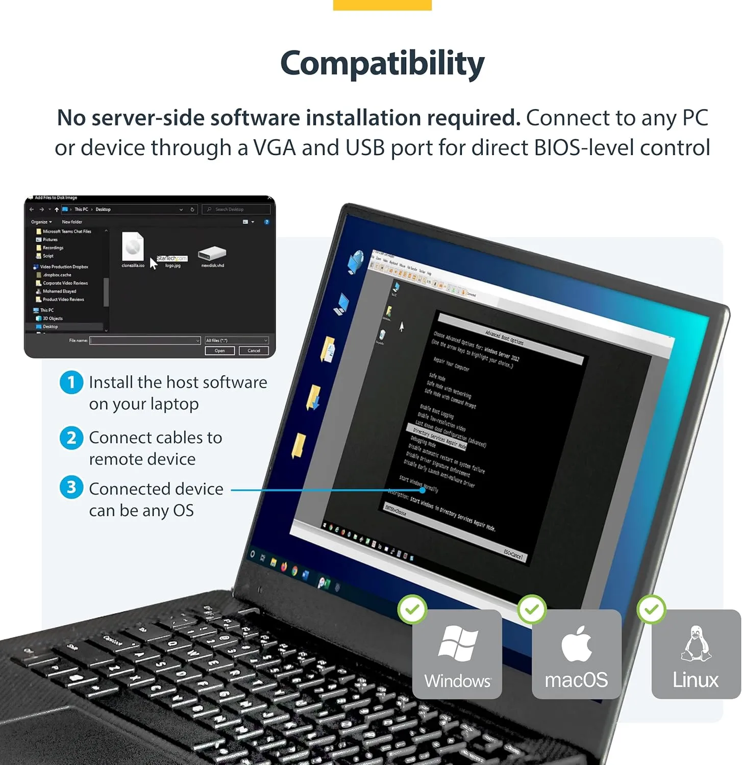 StarTech.com Portable Laptop Crash Cart Adapter USB/VGA KVM Console