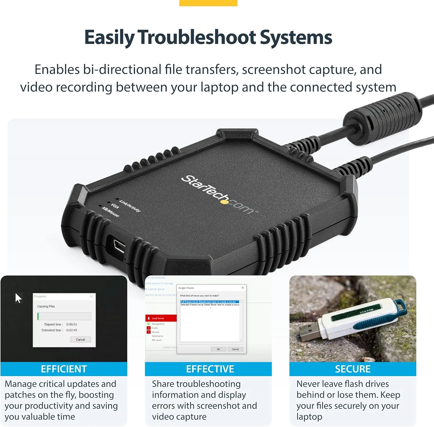 StarTech.com Portable Laptop Crash Cart Adapter USB/VGA KVM Console
