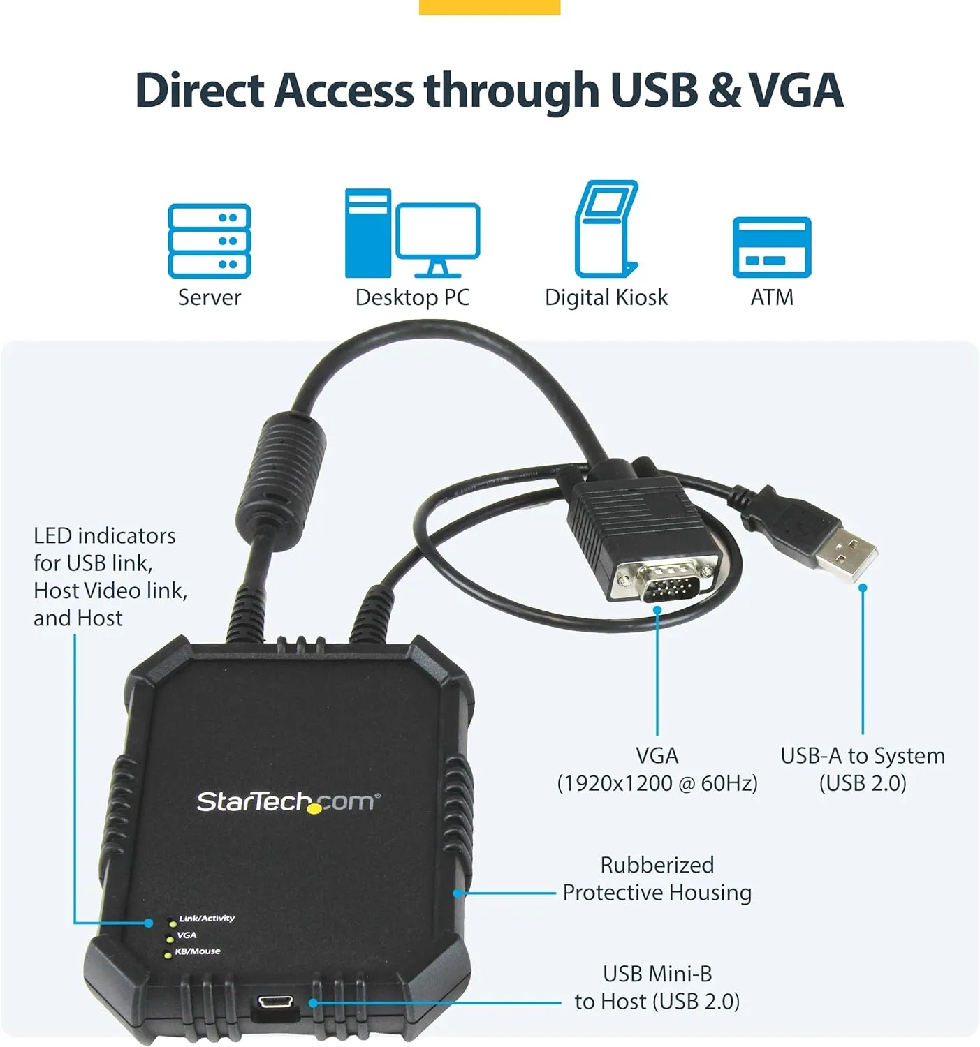 StarTech.com Portable Laptop Crash Cart Adapter USB/VGA KVM Console