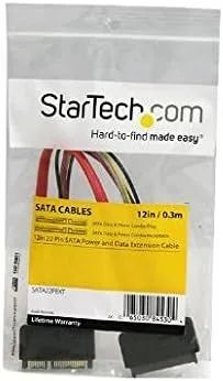 StarTech.com 12in 22 Pin SATA Power and Data Extension Cable - 1ft SATA Data Power Extension