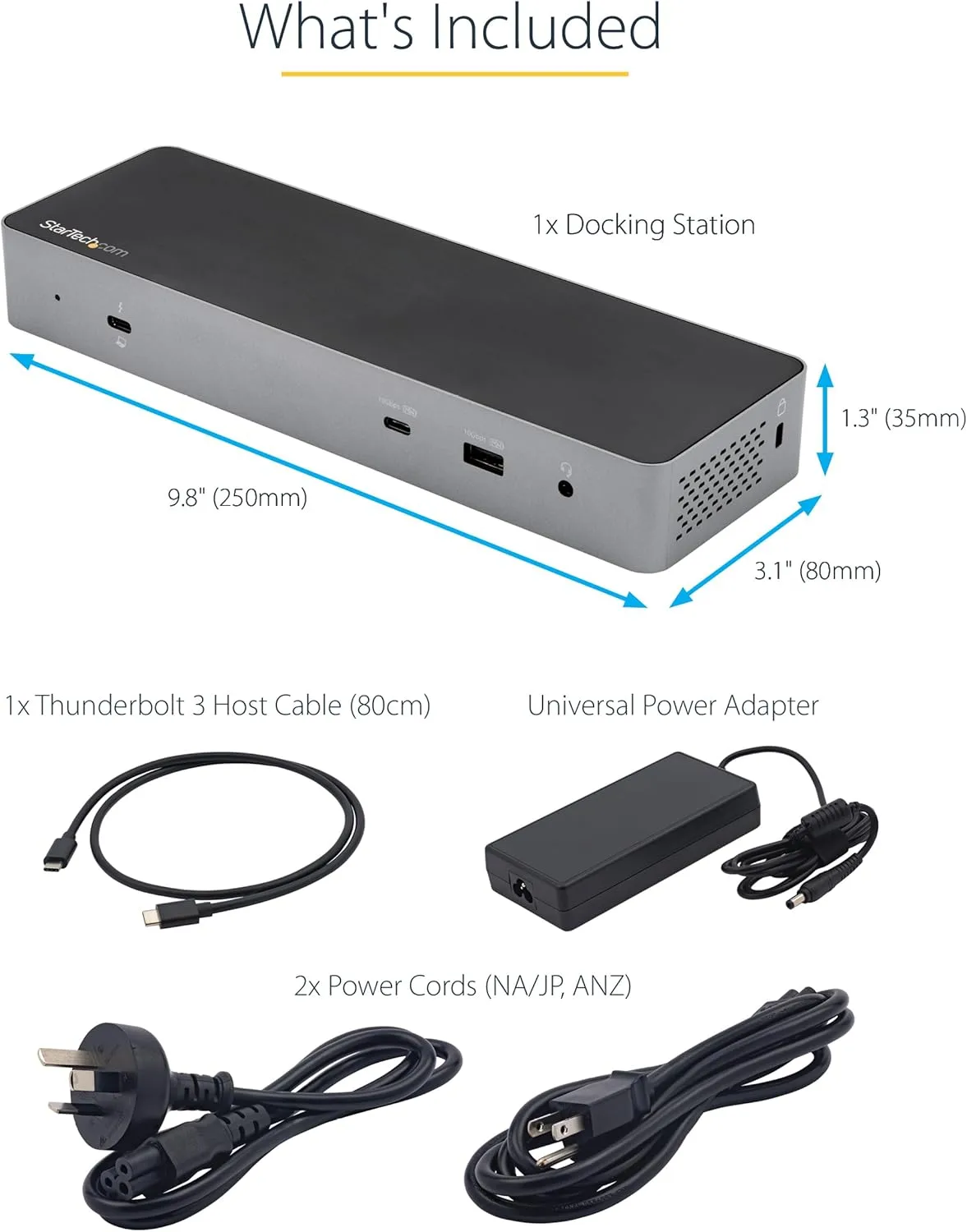 StarTech.com USB C Docking Station for MacBook Pro/Air-M1/M2/M3/M4, Dual 4K 60Hz/Single 8K, Thunderbolt Compatible
