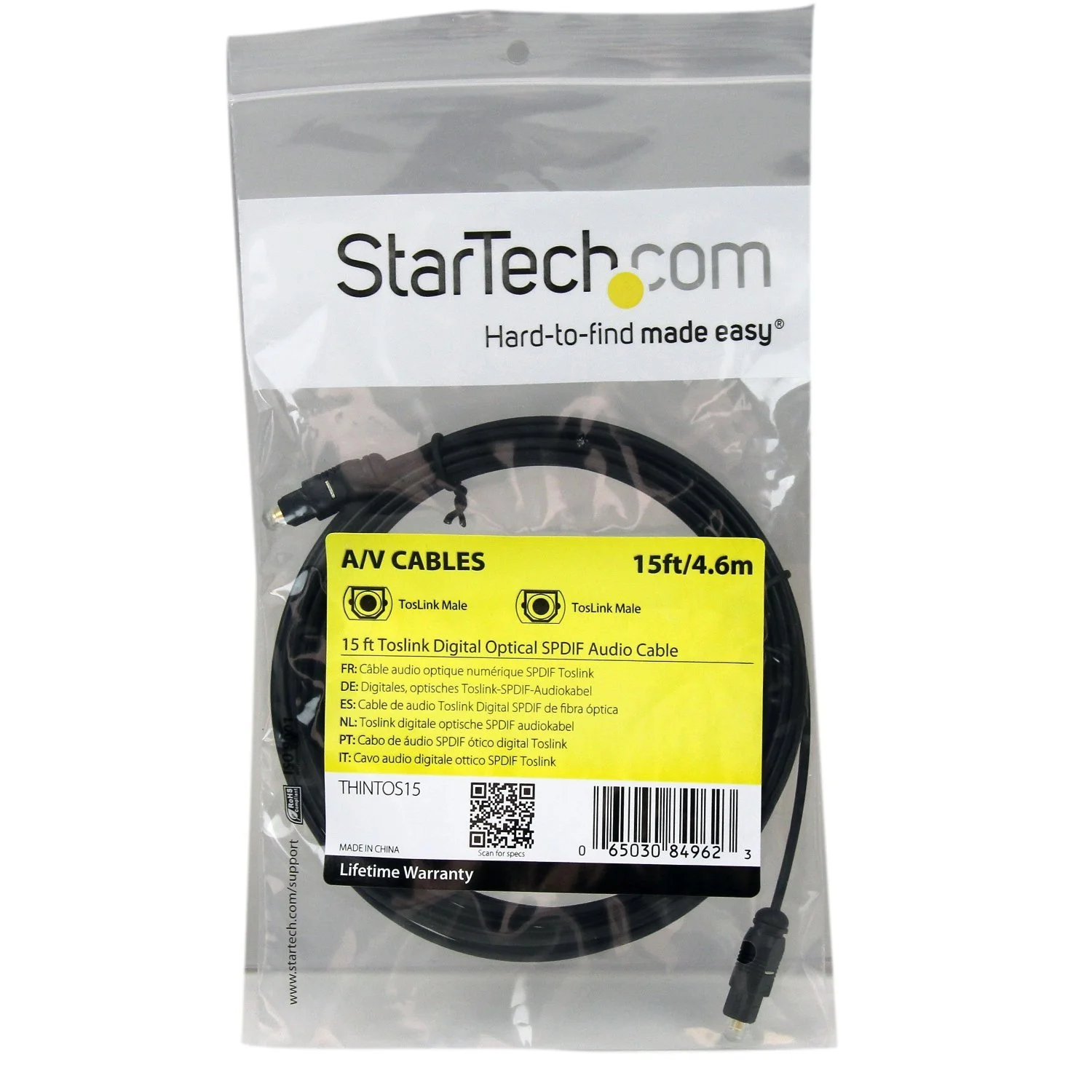 StarTech.com Toslink Optical SPDIF Digital Audio Cable