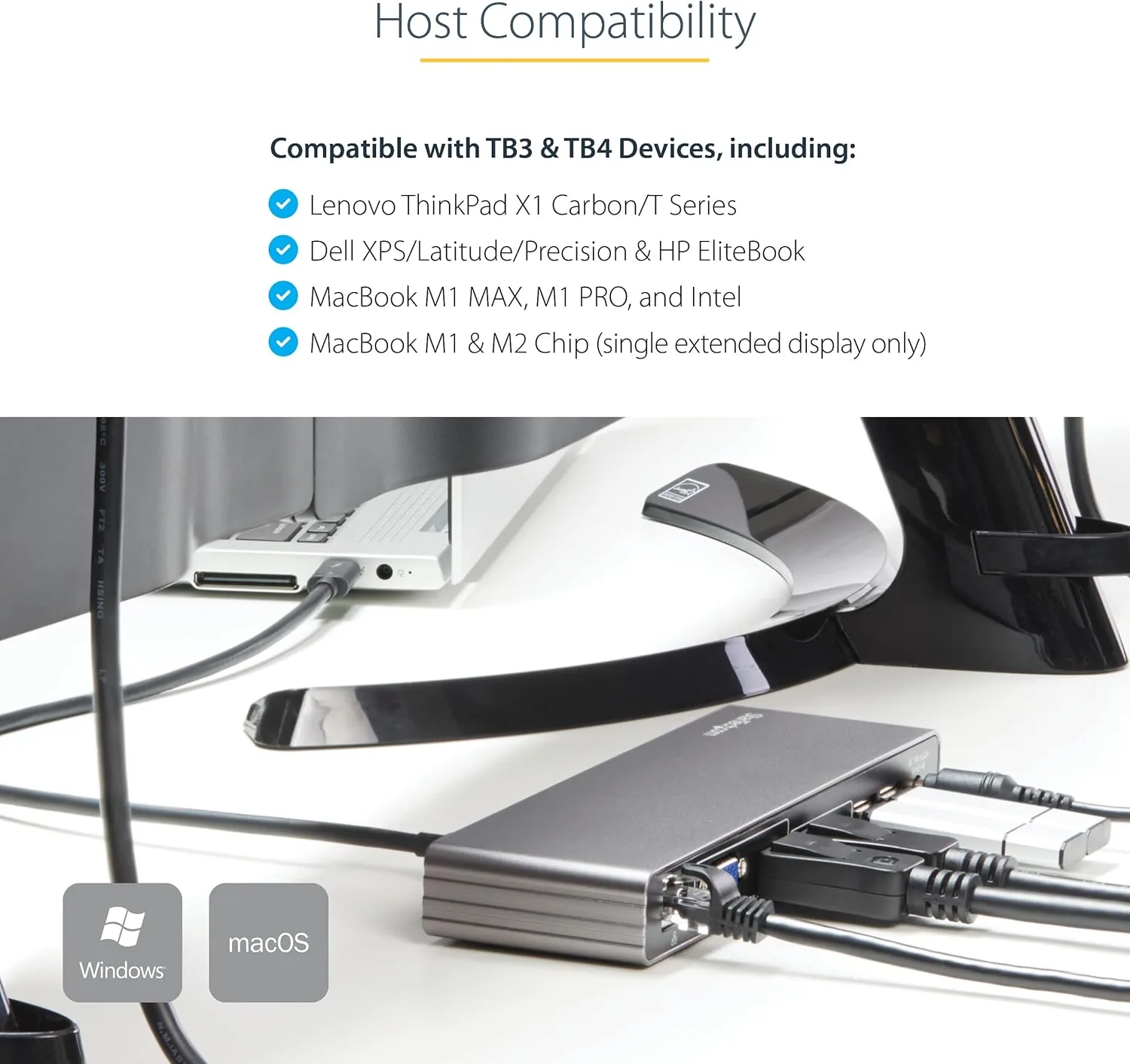 StarTech.com Thunderbolt 3 Dock - Dual 4K 60Hz Monitor TB3 Laptop Docking Station with DisplayPort