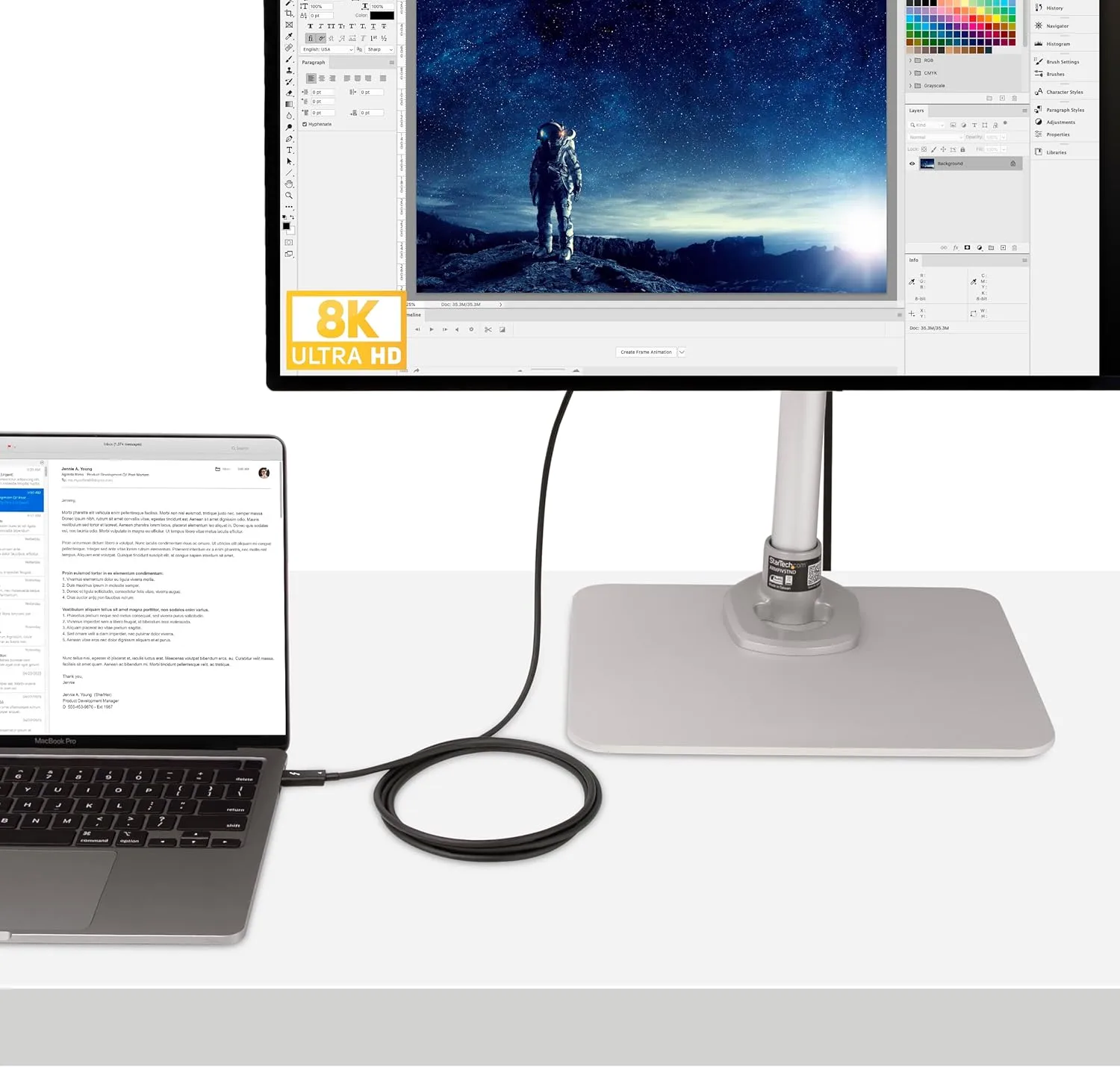 StarTech.com Thunderbolt 4 Cable - 40Gbps, 100W PD, 8K/4K Video, USB-C