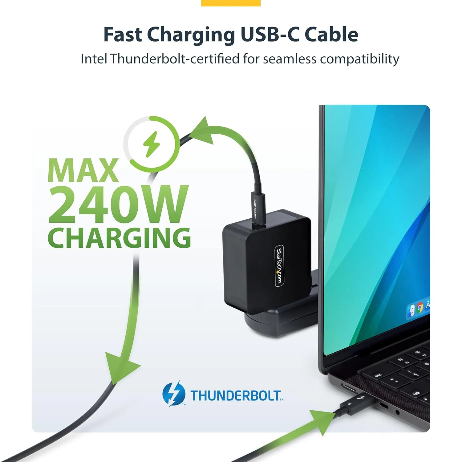 StarTech.com 1.5ft (50cm) Thunderbolt 5 Cable, 80Gbps/120Gbps, 240W PD, 8K 60Hz, Thunderbolt Certified, TB5/TB4/USB4/USB-C