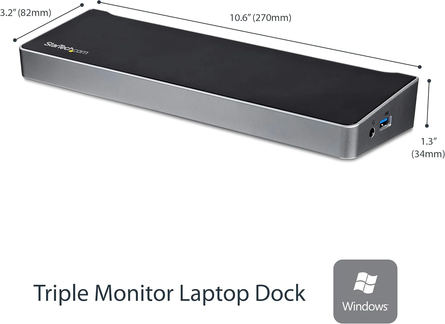 StarTech.com Triple Monitor USB 3.0 Docking Station, 2x 4K DisplayPort & HDMI, USB Type A Universal Laptop Dock, Windows/Mac
